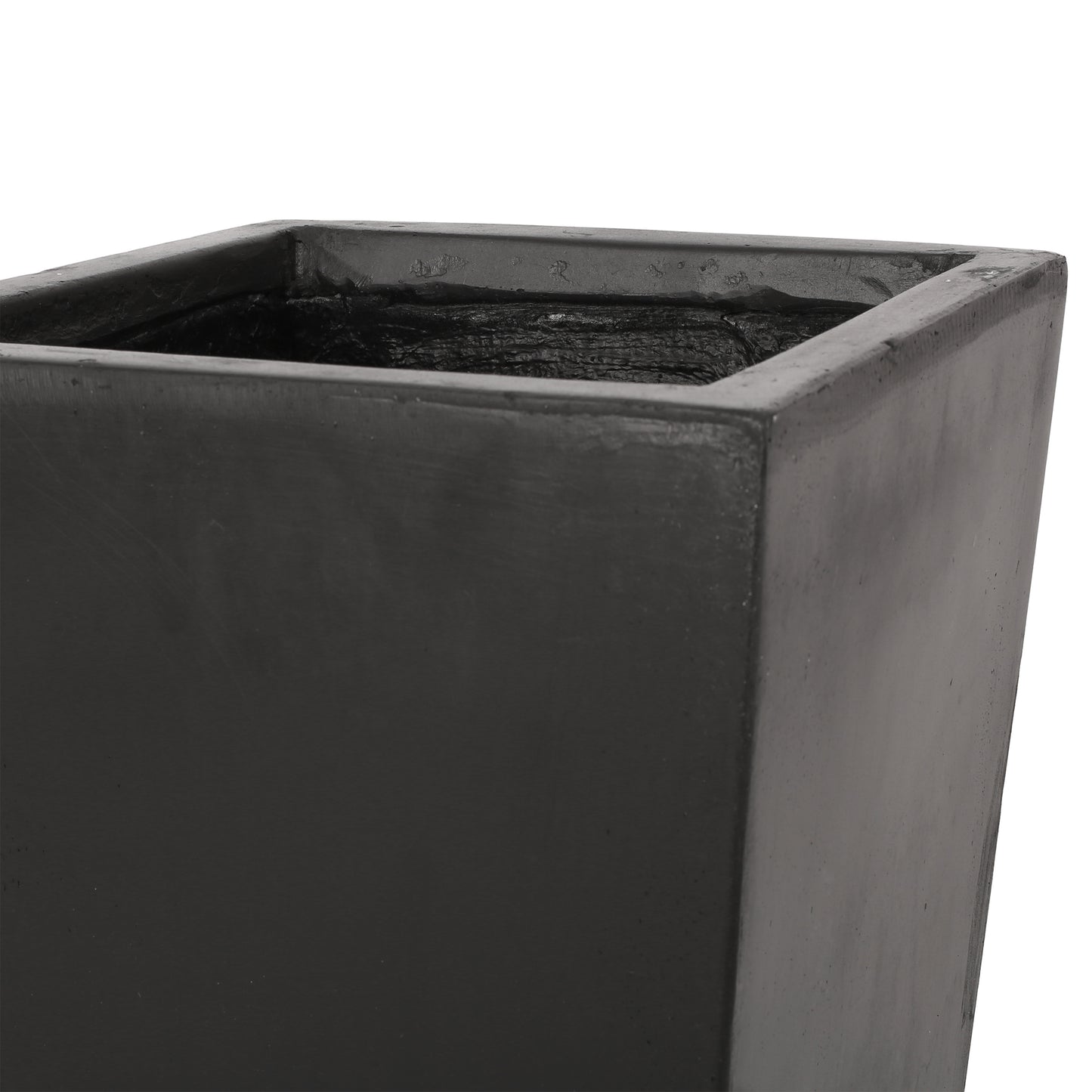 13" x 32.5" Outdoor Modern MGO Cast Stone Planter, Black