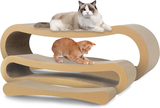 3 in 1 Cat Scratcher Cardboard, Cat Scratching Board Furniture Protector, Cat Scratching Post, Cat Beds for Indoor Cats, Infinity Shape, X-Large