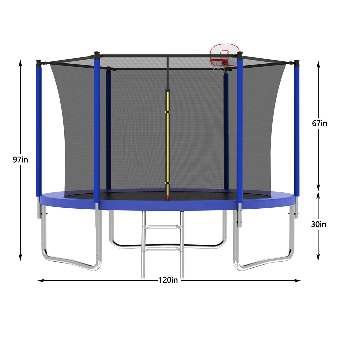 10FT Trampoline for Kids,  Basketball Hoop and Ladder, Outdoor Kids Trampoline with Safety Enclosure,Fast Assembly for Backyard Fun,ASTM Approved