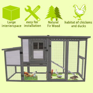 79"Large Chicken Coop with Upgraded Perches, Wooden Outdoor Chicken Cage with Large Nesting Box, Weatherproof Open Asphalt Roof &Removable Bottom, Duck House, Rabbit Hutch