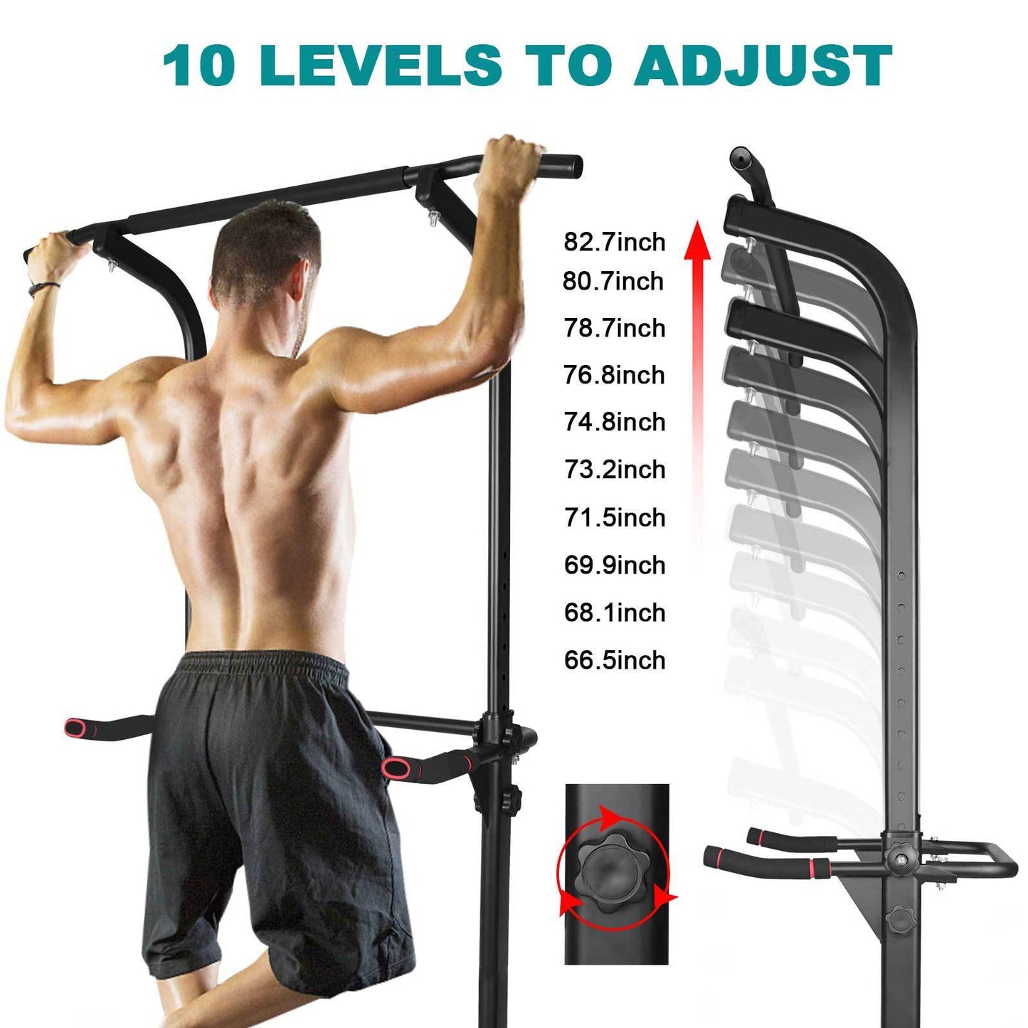 Power Tower Dip Station Adjustable Height Heavy Duty Multi-Function Fitness Training Equipment