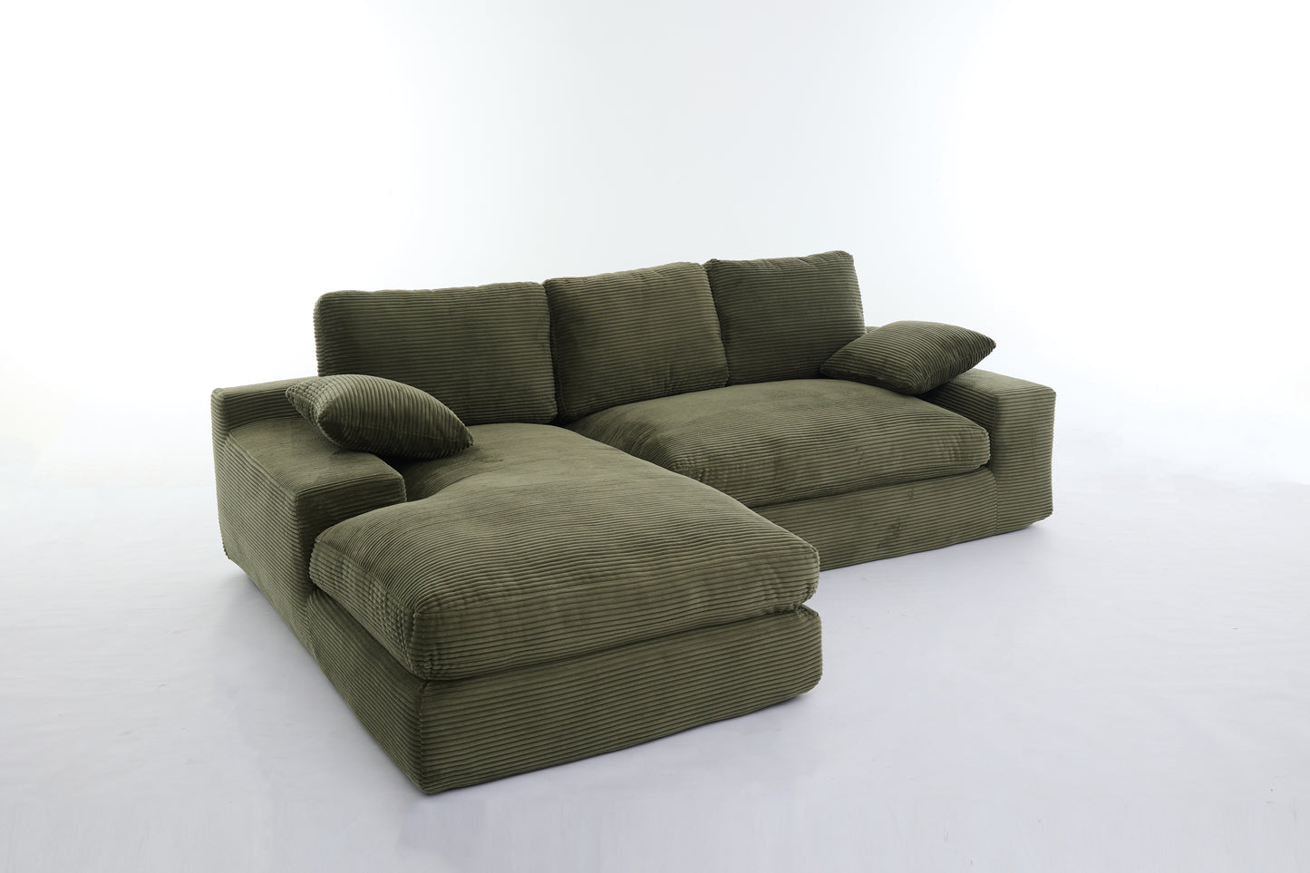 [SantaChoice] 99*69" Modular Sectional Living Room Sofa Set, Modern Minimalist Style Couch, Upholstered Sleeper Sofa for Living Room, Bedroom, 2 PC Free Combination, Installation-free Sofa, L-Shape, Army Green