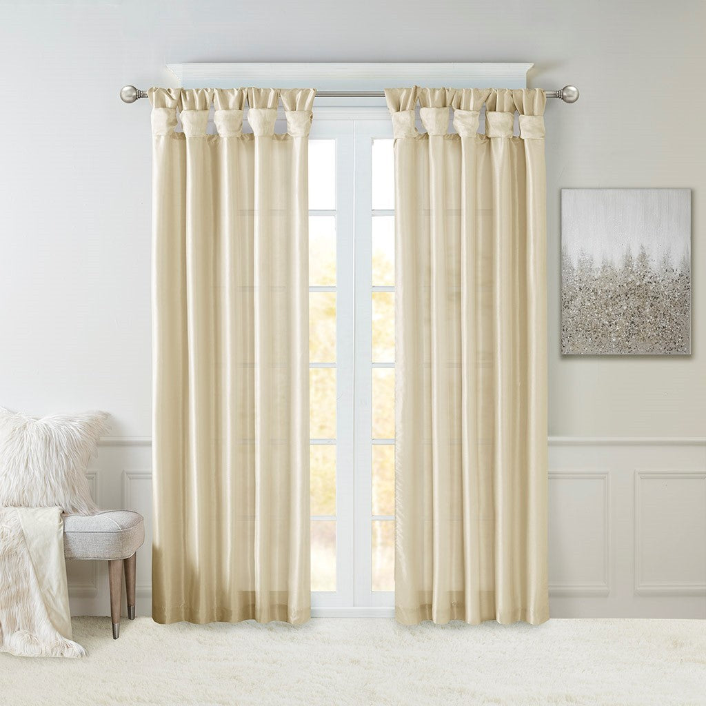 Twist Tab Lined Window Curtain Panel Champagne 50x120'