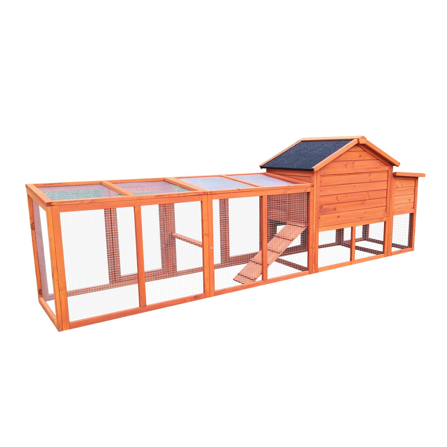 111.5" Wooden Chicken Coop, Large Outdoor Hen House with Nesting Box Poultry Cage, Rabbit Hutch Bunny Cage , Waterproof UV Panel for Outdoor Backyard