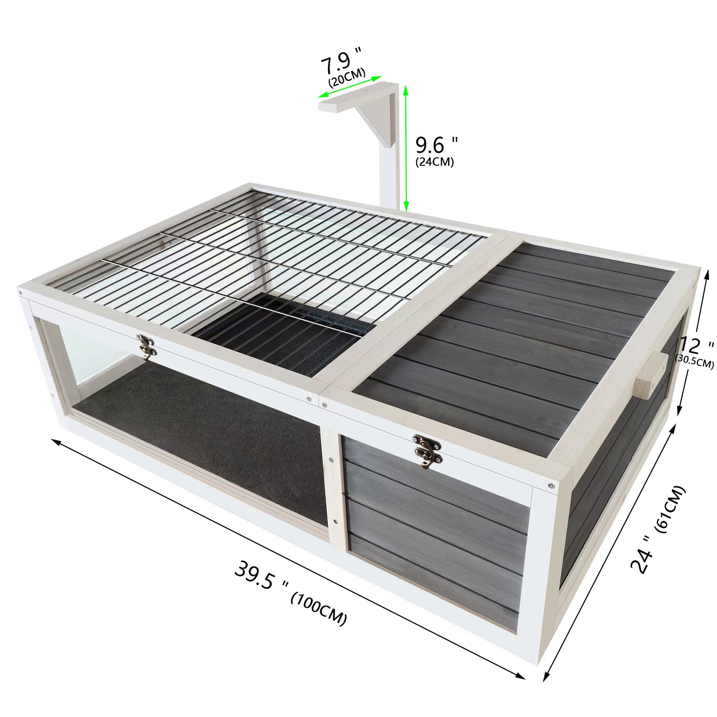 39.5＂Wood Tortoise House Indoor Turtle Habitat Reptile Cage for Lizards, Geckos, with Removable Waterproof Tray,Light Support,Acrylic Window