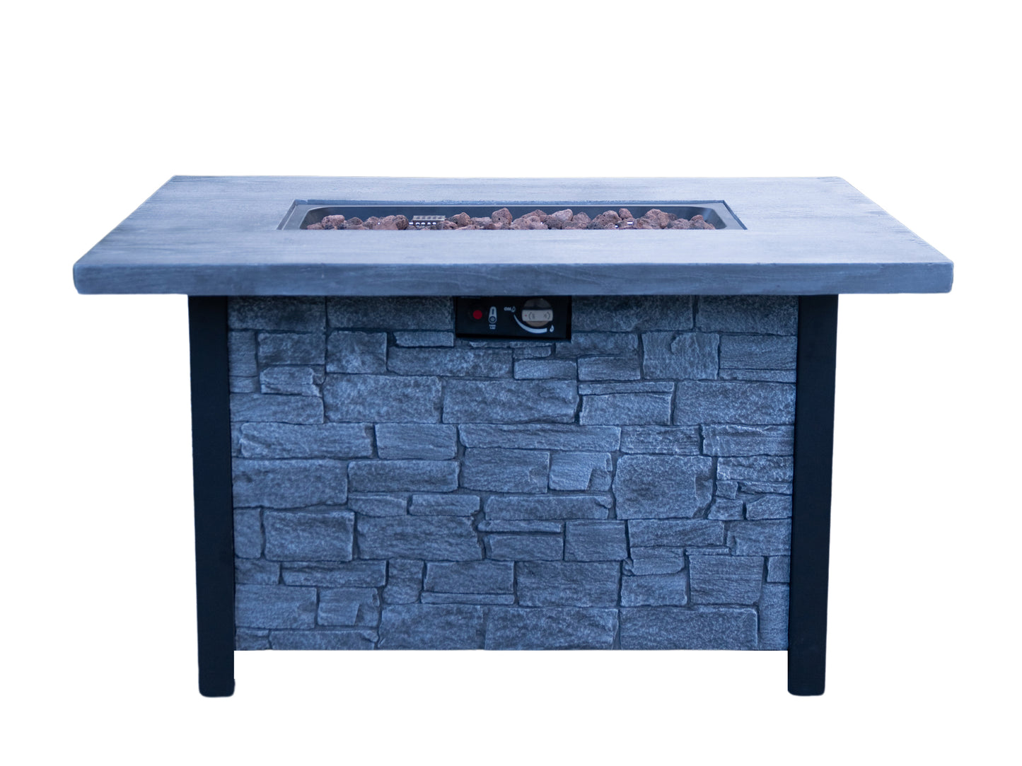 44" W x 25" H Outdoor Patio Propane Gas Fire Pit Table - 50,000 BTU High-temperature-resistant carving process for environmentally friendly materials with the effect of cultured stone