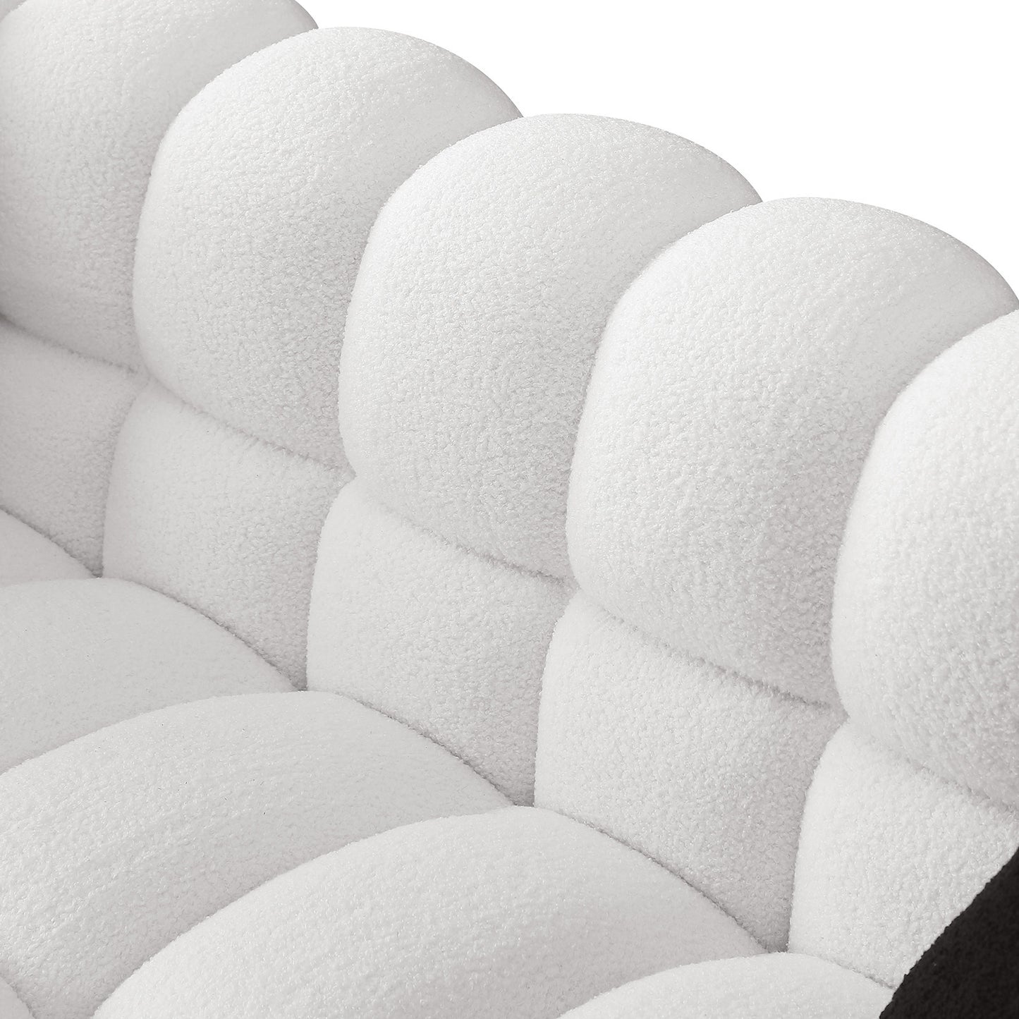 [SantaChoice] 84.3 length ,35.83" deepth ,human body structure for USA people,  marshmallow sofa,boucle sofa ,White color,3 seater