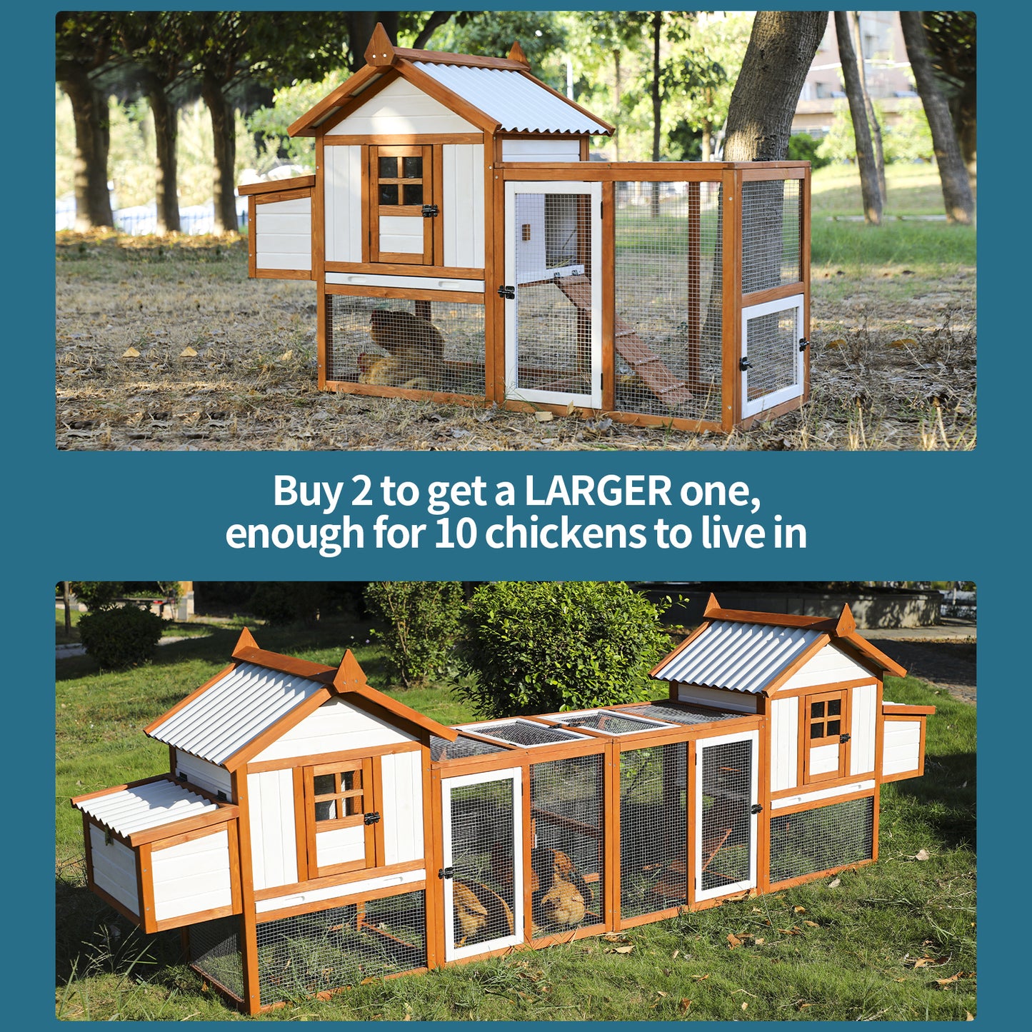 Weatherproof Outdoor Chicken Coop with Nesting Box, Outdoor Hen House with Removable Bottom for Easy Cleaning, Weatherproof Poultry Cage, Rabbit Hutch, Wood Duck House