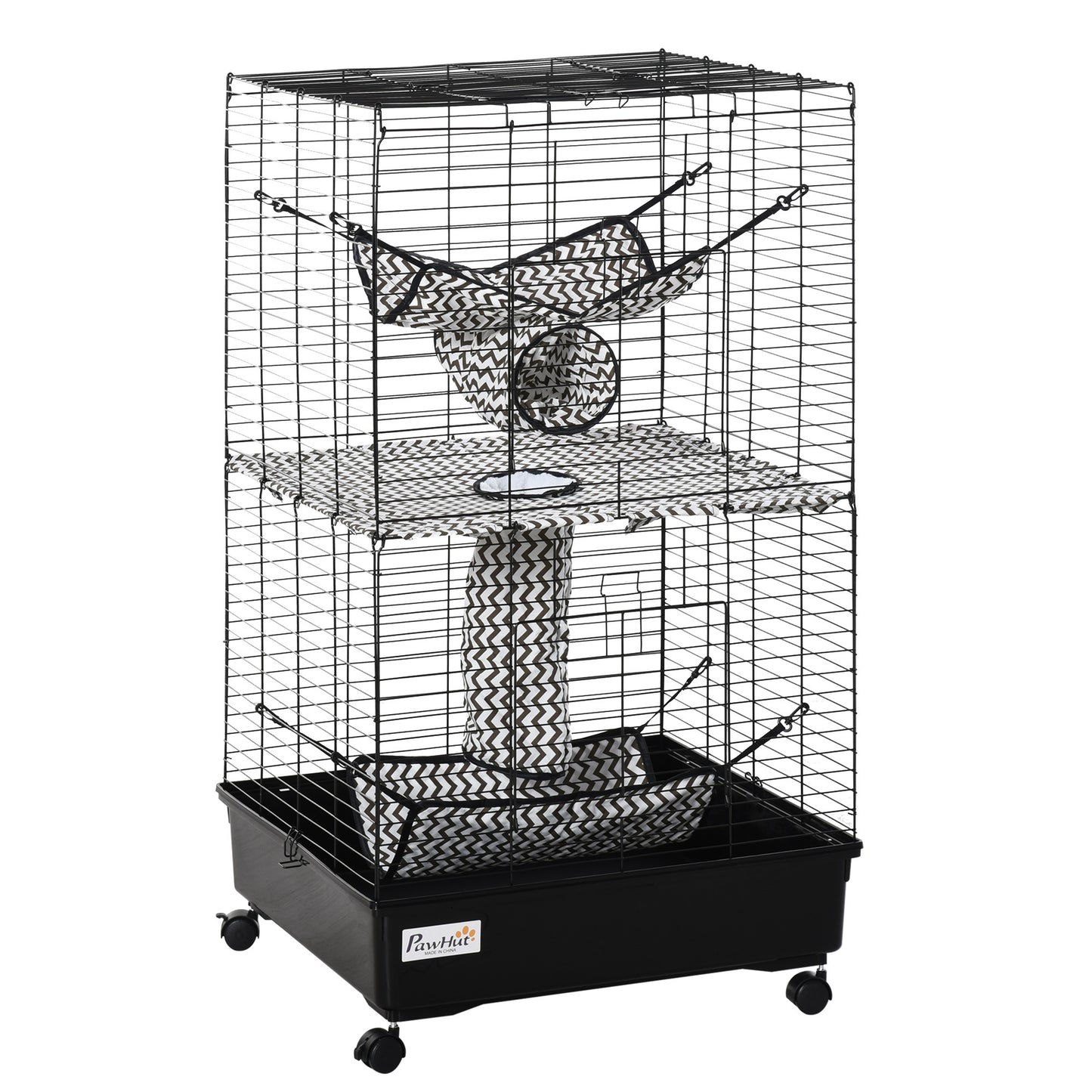 42" Ferret Cage W/ Wheels Brakes, Hammocks, Black