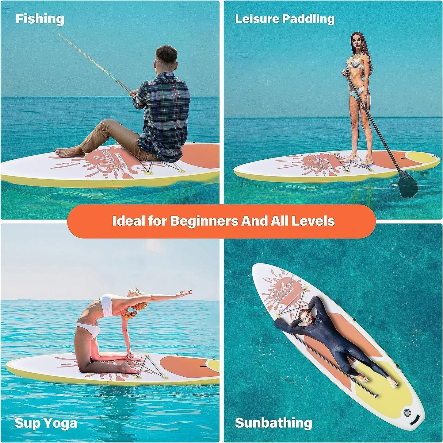 Inflatable Stand Up Paddle Board – Simple Deluxe Premium SUP for All Skill Levels, Pink Paddle Boards for Adults & Youth, Blow Up Stand-Up Paddleboards with Accessories & Backpack, Surf Control