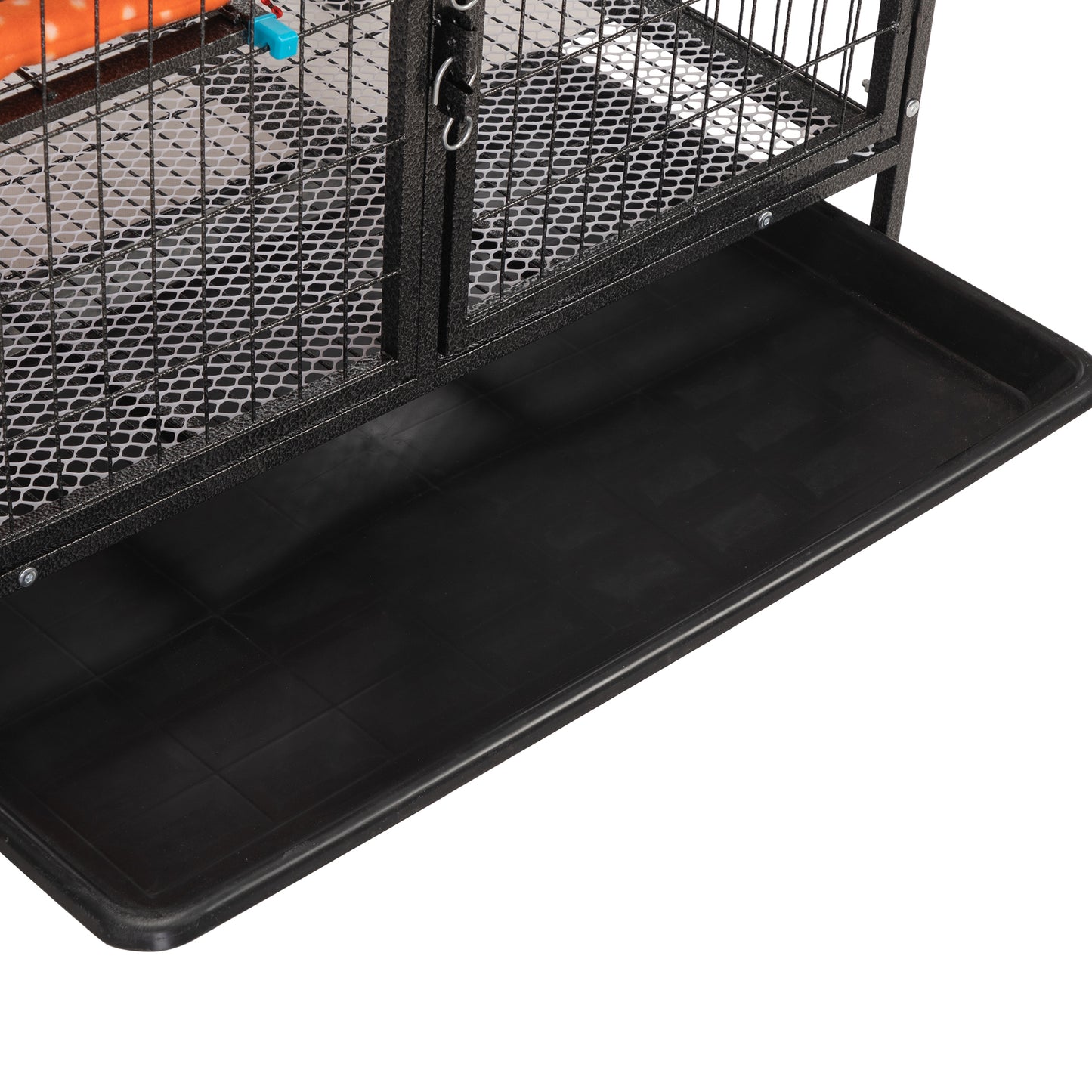 4-Story Pet Cage, Bunny Hutch with Ladder, Lockable Wheels and Removable Tray, Black and Orange