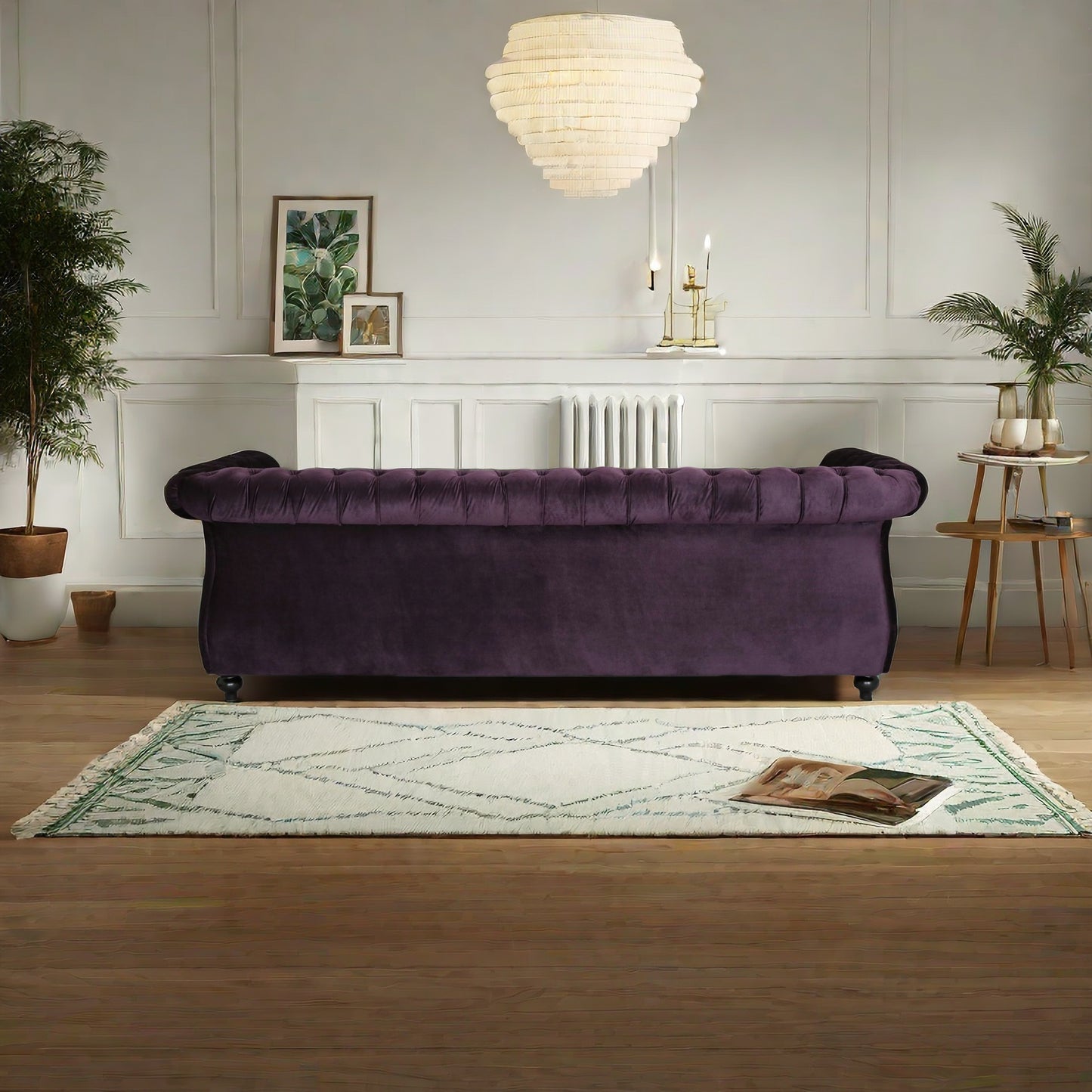 [SantaChoice] Luxurious 3-Seater Purple Velvet Sofa, Featuring a Classic Design with Modern Elegance, Perfect for Adding Sophistication and Style to Any Living Room, Plush Comfort and Durable Craftsmanship