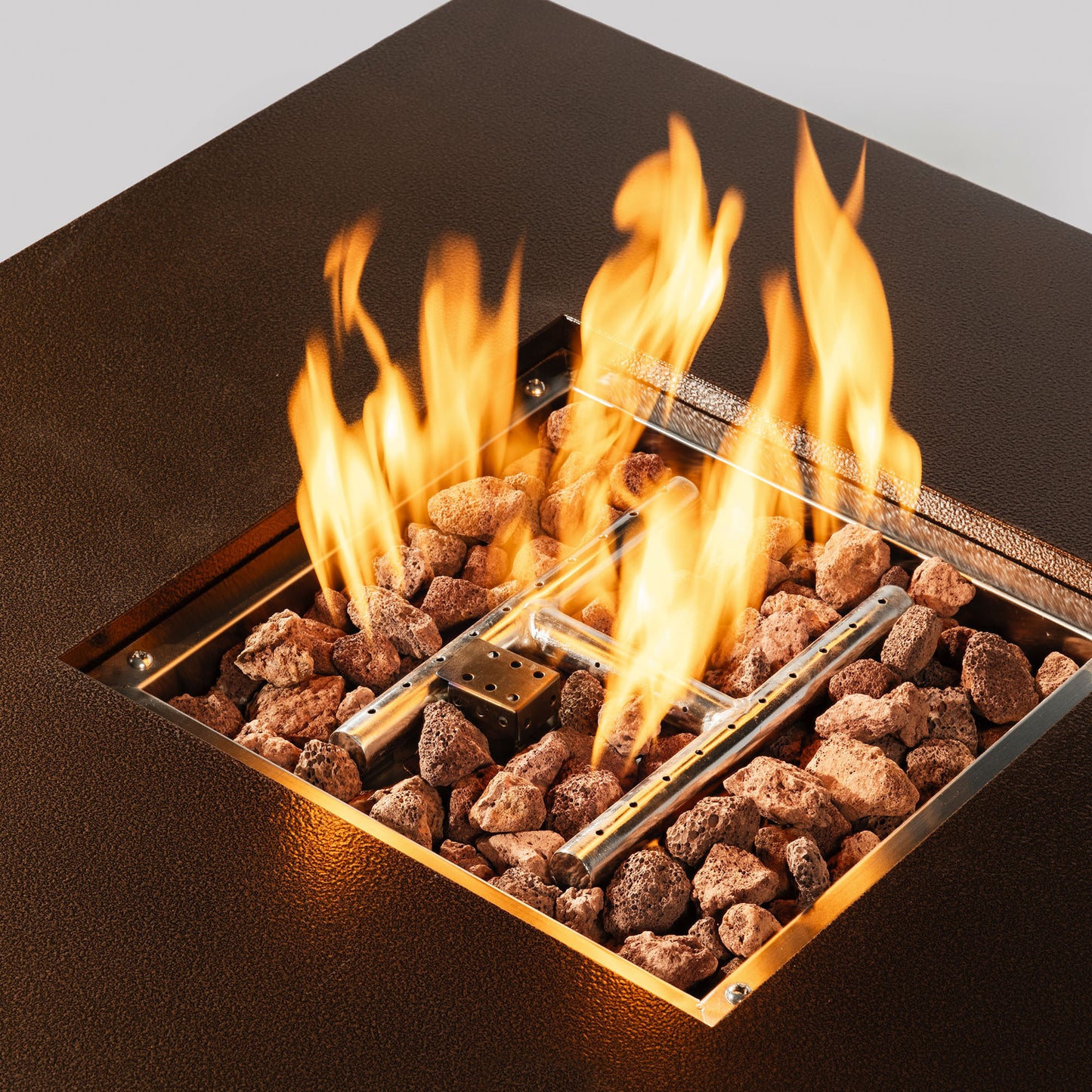 28IN Square fire pit table Propane Fire Table with Stainless steel lid