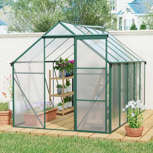 6X10FT Polycarbonate Greenhouse Raised Base and Anchor Aluminum Heavy Duty Walk-in Greenhouses for Outdoor Backyard in All Season