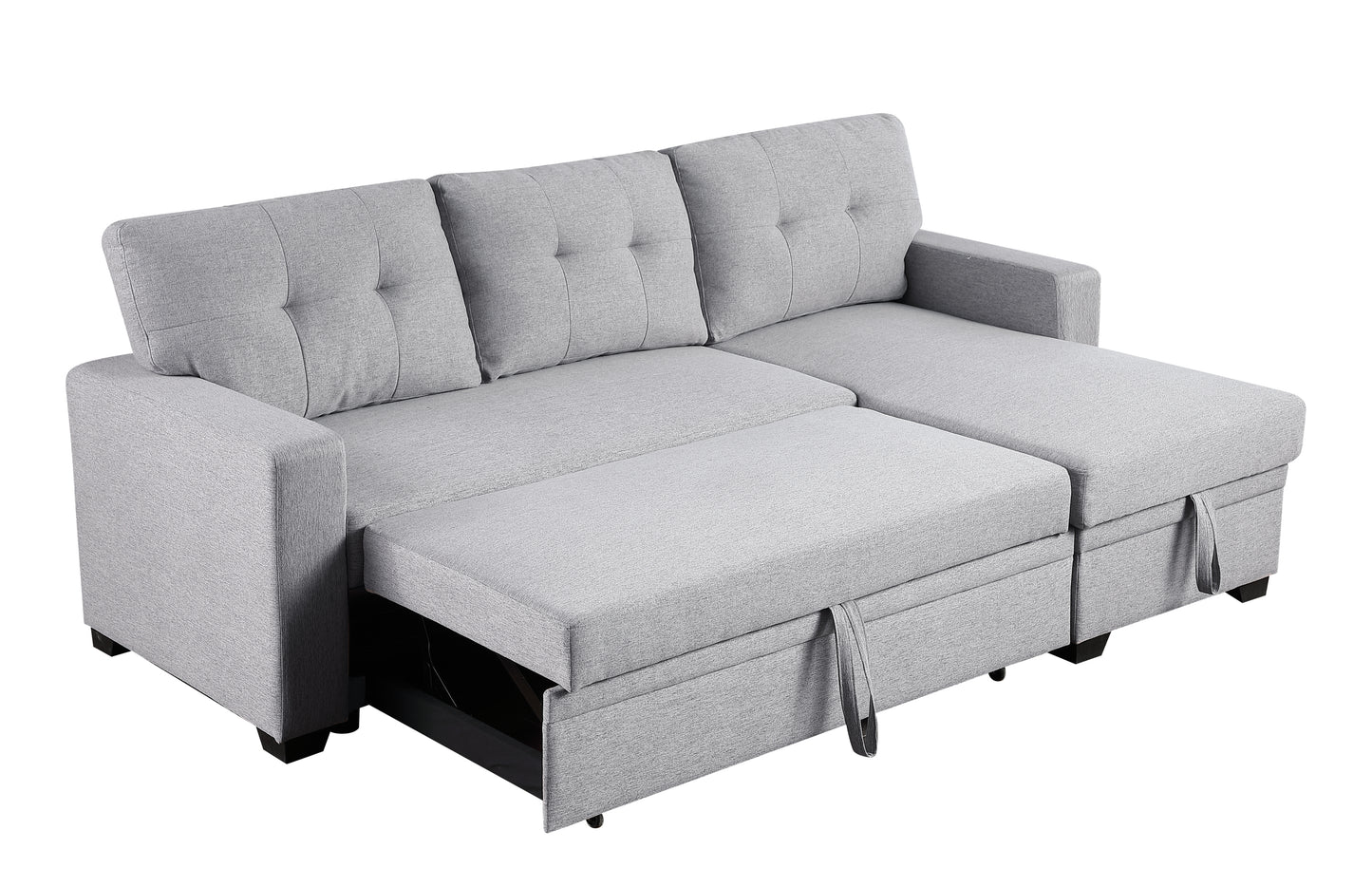 [SantaChoice] Upholstered Pull out Sectional Sofa with Chaise