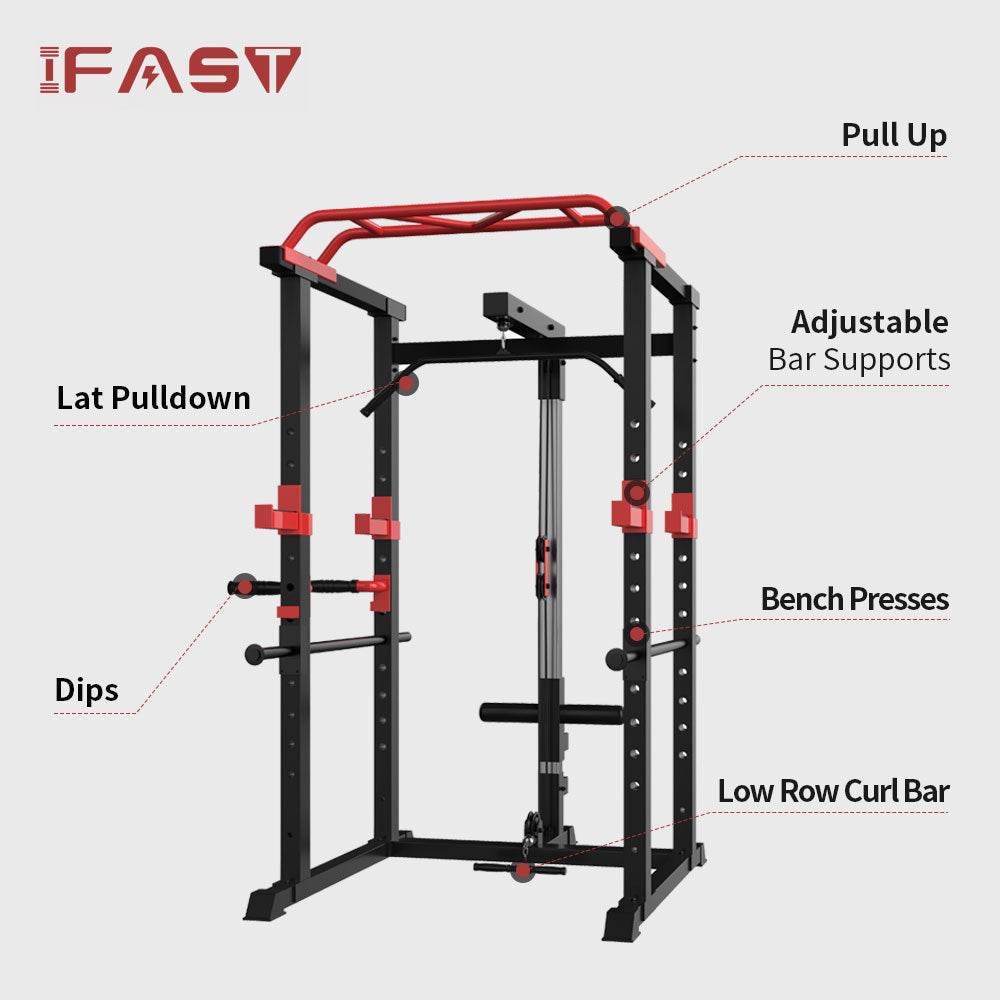 Multi-functional Power Cage,Home Adjustable Pullup Squat Rack 1000Lbs Capacity Comprehensive Fitness Barbell Rack