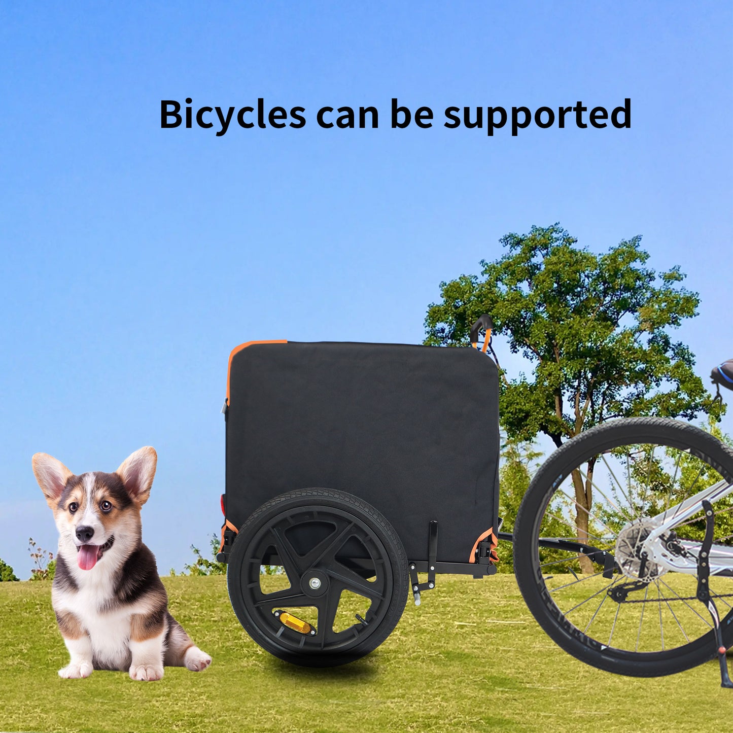 Foldable Pet Jogging Stroller Dog Carriers Bicycle Trailer Pet Dog Cat Bike Trailer Orange and Black - Ideal for Small Pets