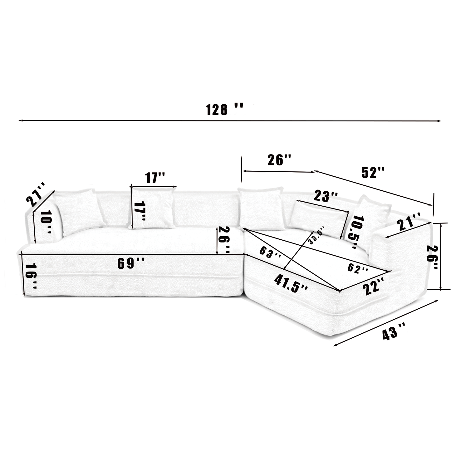 Modular sofa, modern minimalist style sofa,  upholstered ,  free combination, round fiber fabric, anti-wrinkle fabric,Dimension extension,Brown