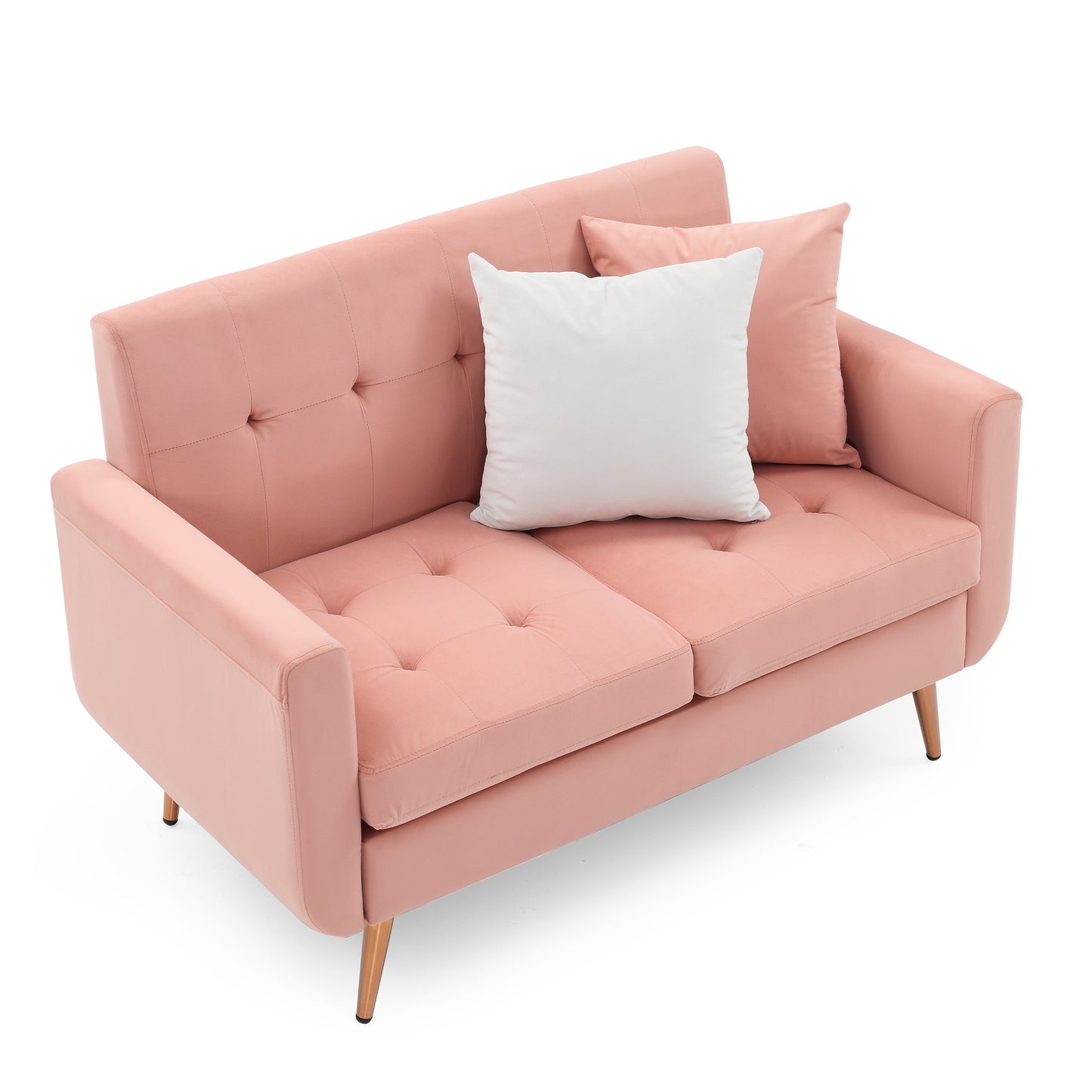 [SantaChoice] Loveseat Sofa, Mid Century Modern Decor Love Seat Couches for Living Room, Button Tufted Upholstered Small Couch for Bedroom, Solid and Easy to Install Love Seats Furniture,Pink