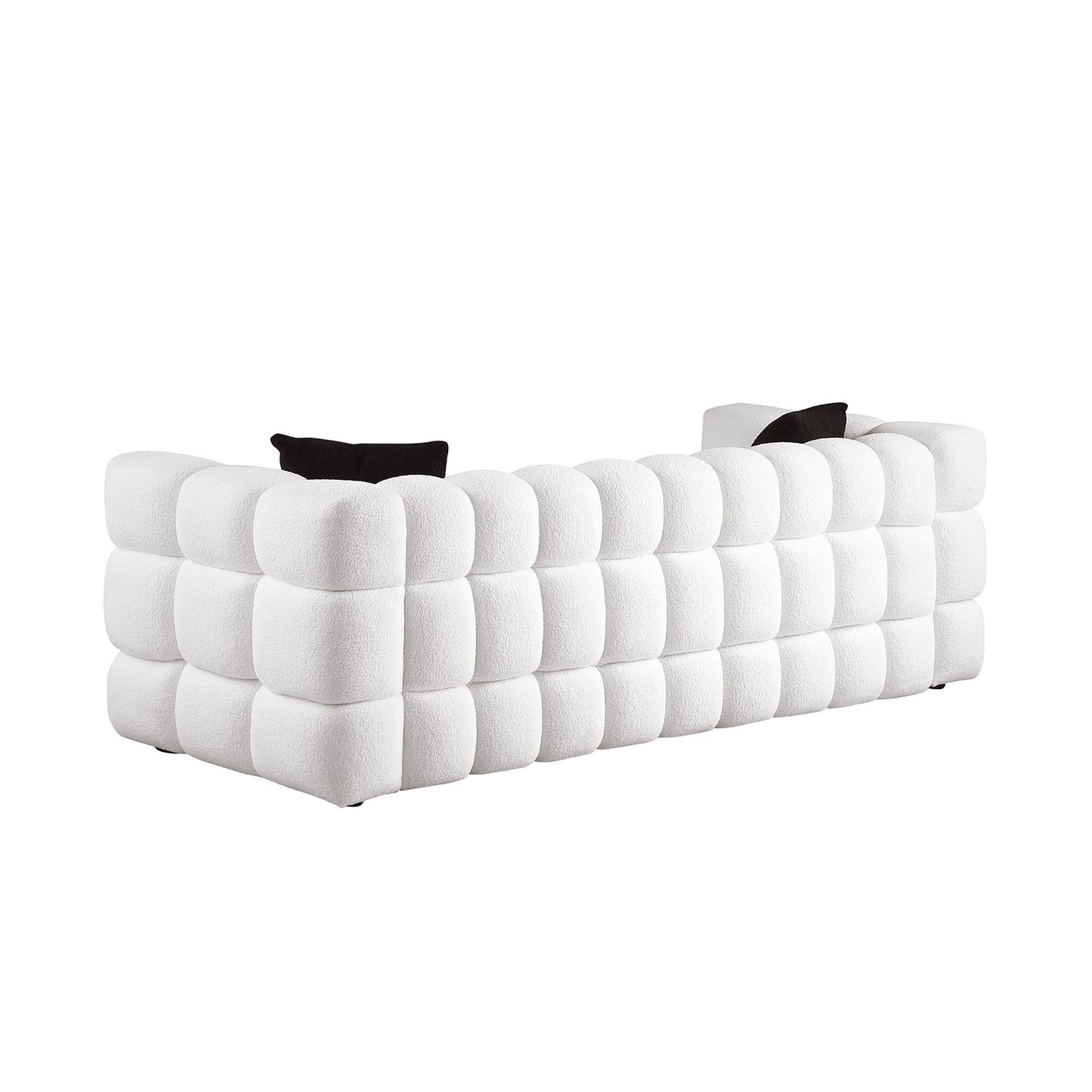 [SantaChoice] 84.3 length ,35.83" deepth ,human body structure for USA people,  marshmallow sofa,boucle sofa ,White color,3 seater