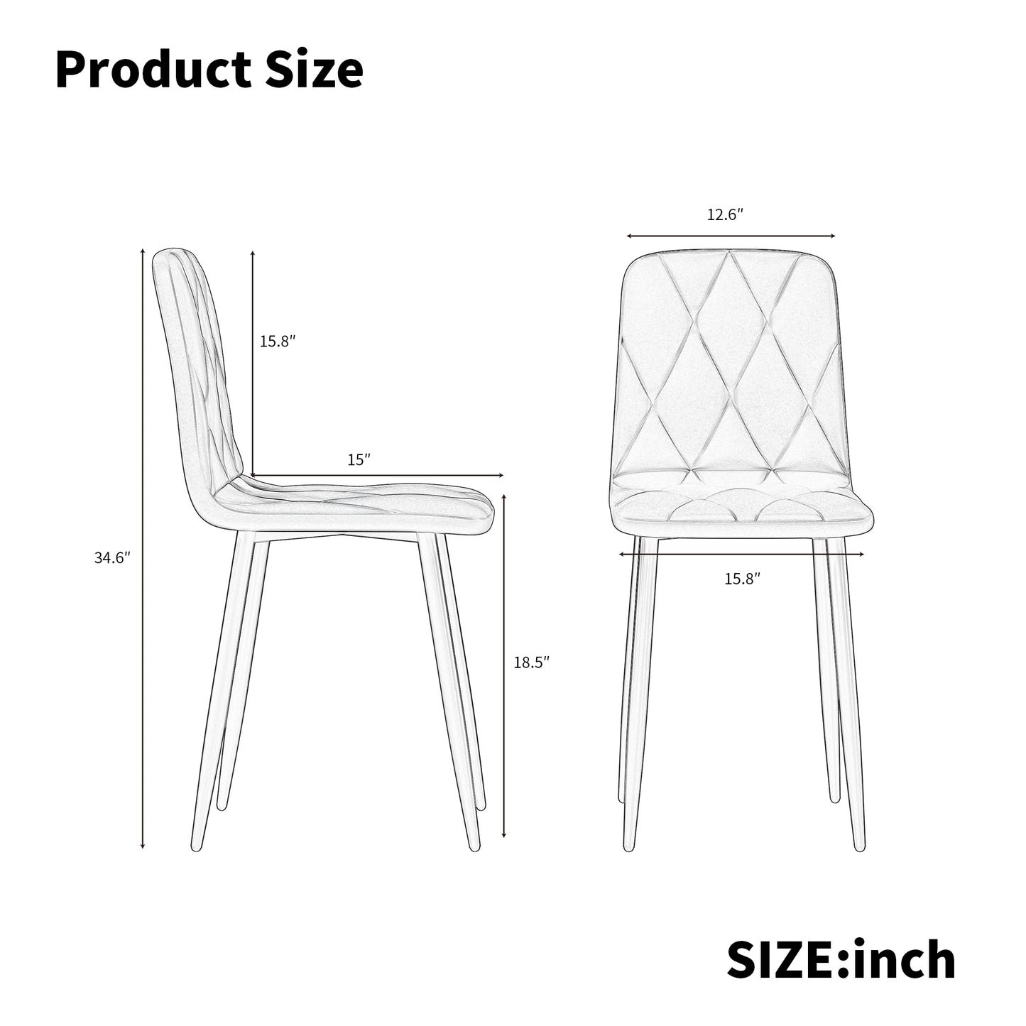 [SantaChoice] Dining Chairs Set of 4, Modern Kitchen Dining Room Chairs, Velvet Dining Chair Upholstered Cushion Seat and Sturdy Metal Legs