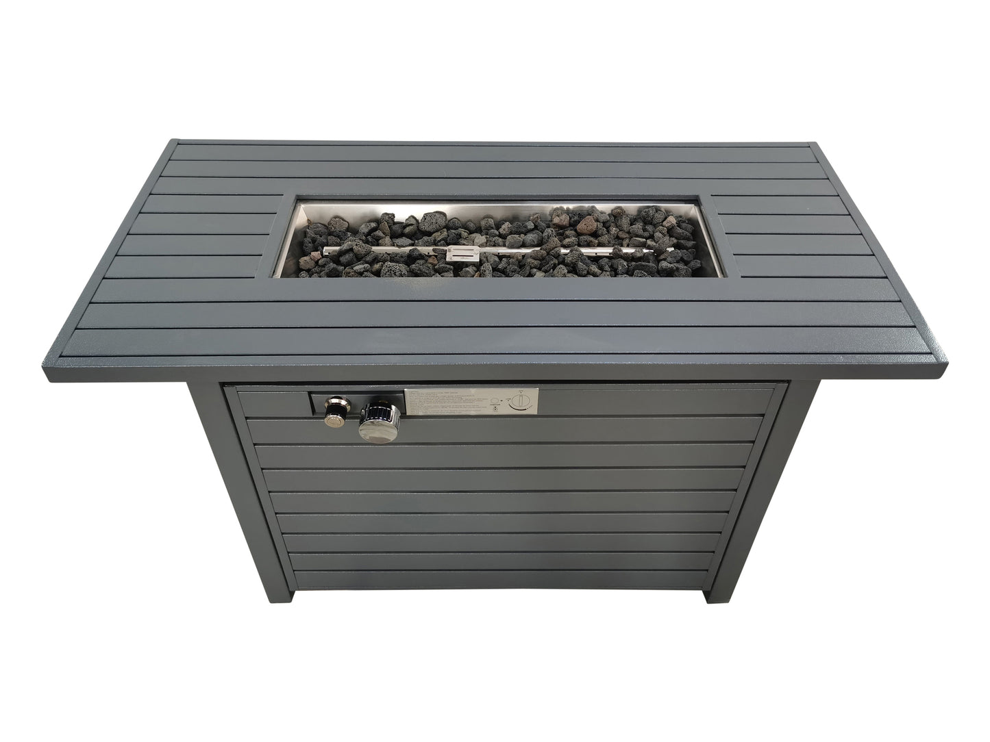 25'' H x 42'' W Steel Propane Outdoor Fire Pit Table with Lid (Grey)