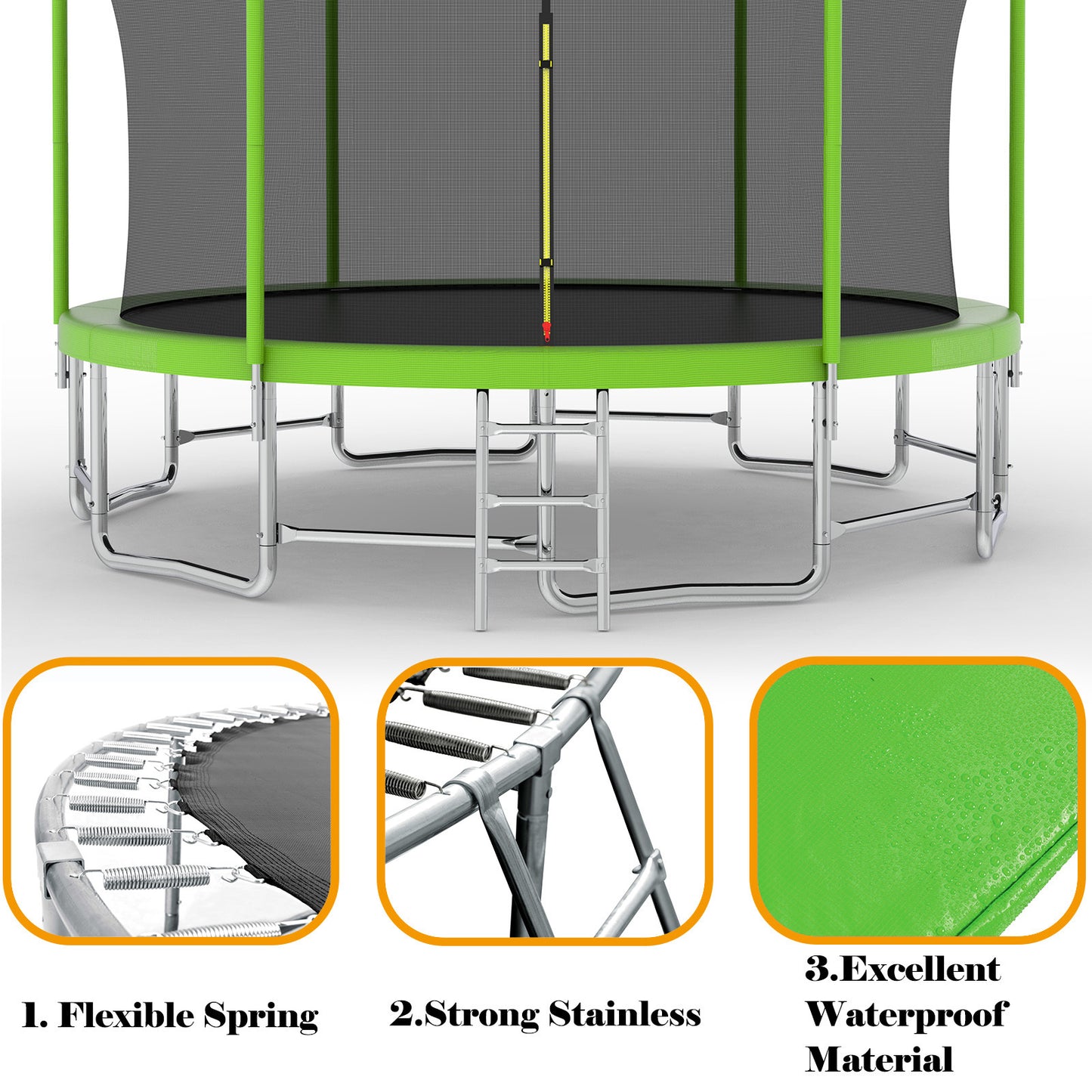 16FT Trampoline with Balance Bar & Basketball Hoop&Ball, ASTM Approved Reinforced Type Outdoor Trampoline with Enclosure Net