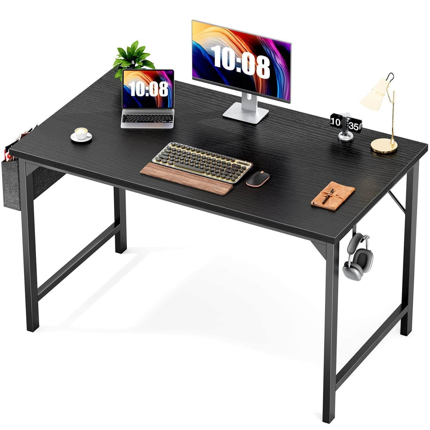 Modern Simple Style Wooden Work Office Desks with Storage,47 Inch,Black