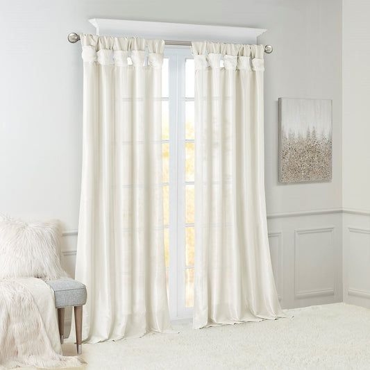 Twist Tab Lined Window Curtain Panel White 50x108'