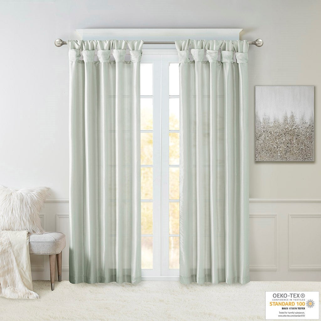 Twist Tab Lined Window Curtain Panel Dusty Aqua 50x108'