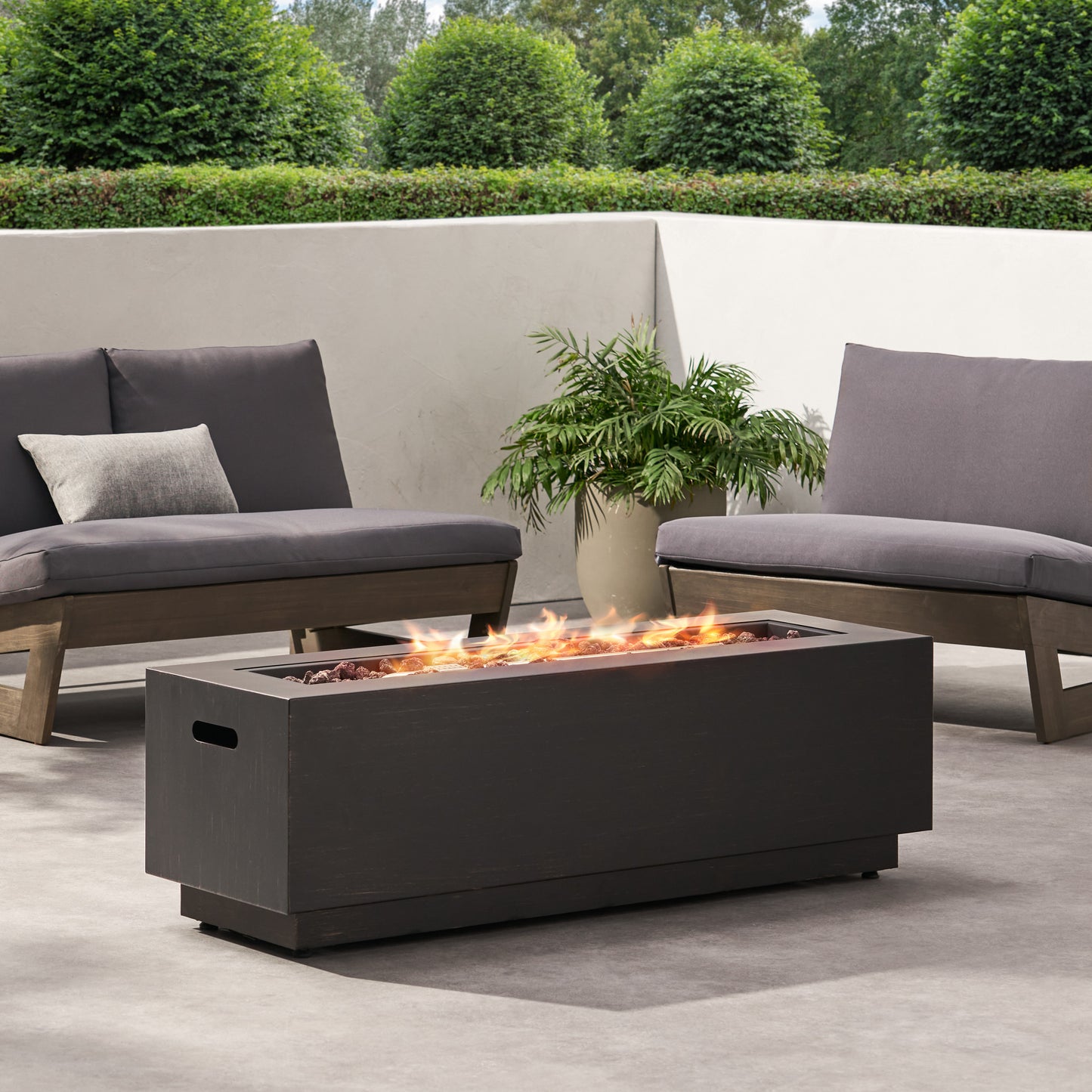 RECTANGULAT IRON FIRE PIT-50 000BTU WITH TANK HOLDER