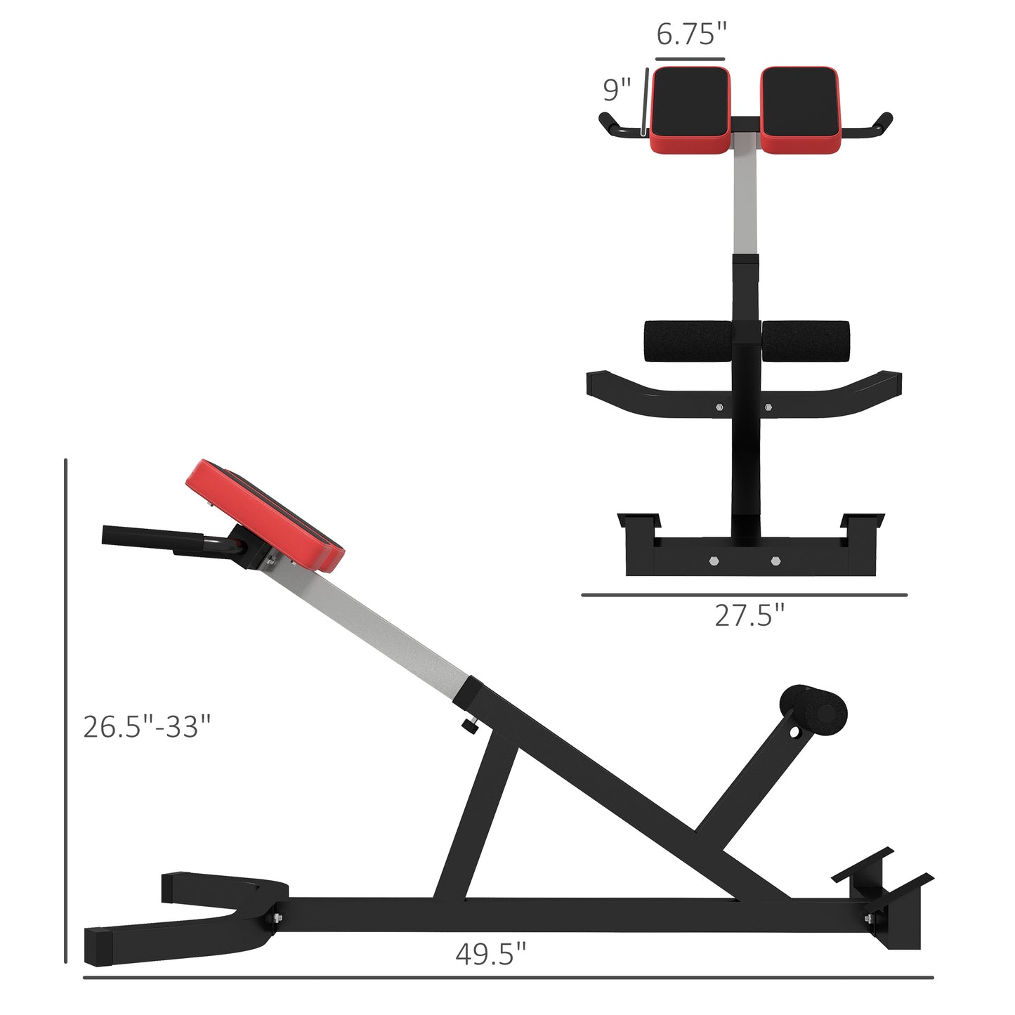 Soozier Roman Chair Back Extension Machine, Height Adjustable Hyperextension Bench with Dip Bars, Multi-Functional for Back, Core, Arms and Whole-Body Training, Black