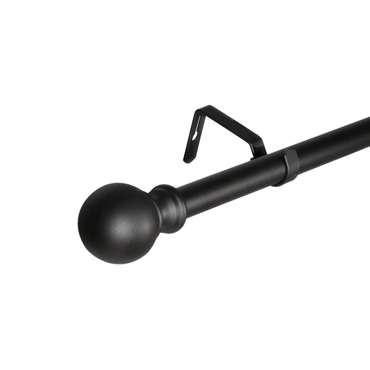 Window Single Curtain Rod- Adjustable sizes: 28'-48', Black