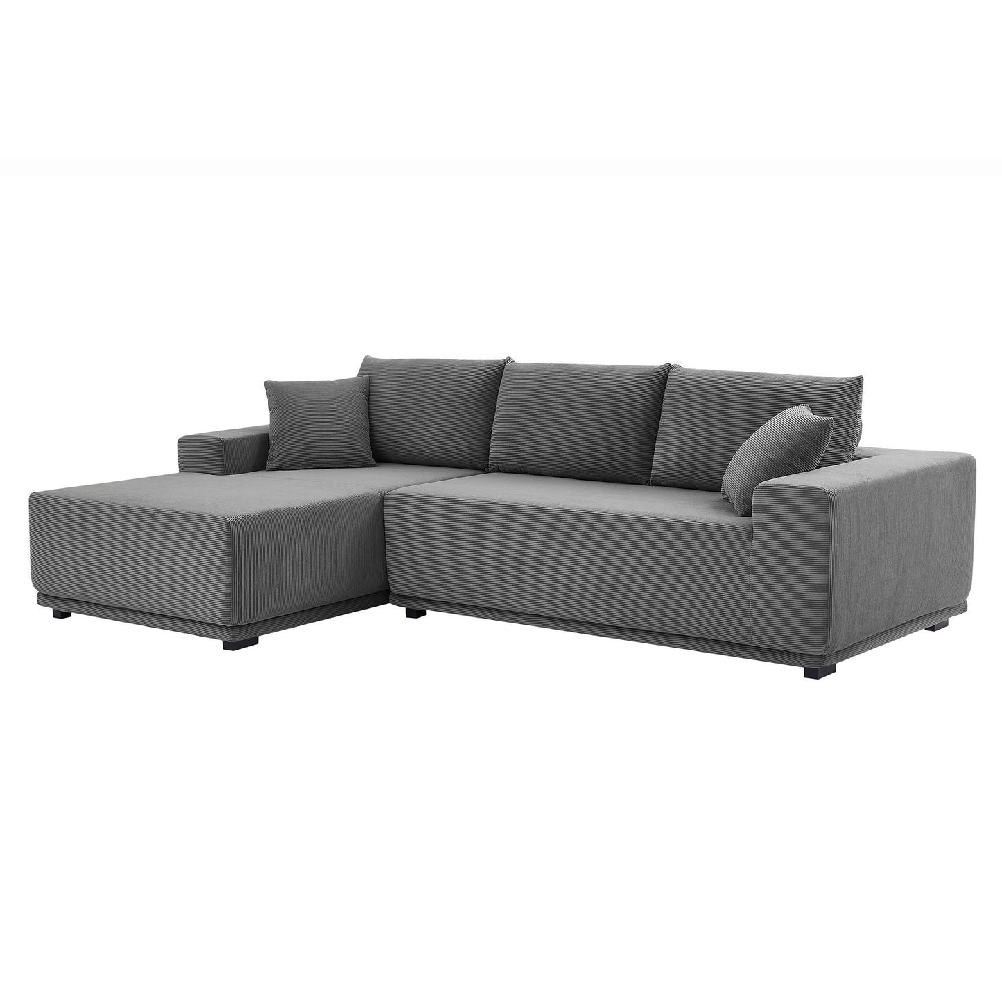 [SantaChoice] Sectional Couch Covers 2 pcs L Shape Sectional Sofa corduroy Couches for Living Room, Bedroom, Salon, 2 PC Free CombinationIncluding bottom frame . Grey