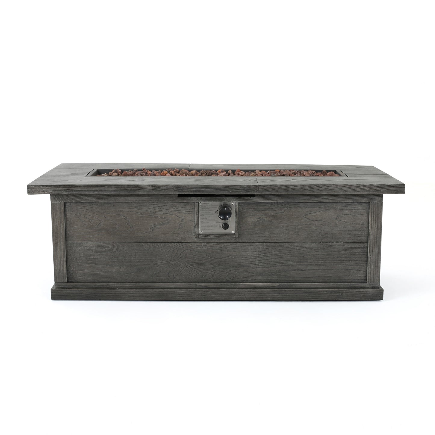 56" Outdoor 50,000 BTU Rectangular MgO Concrete Propane Fire Pit, Grey Wood Pattern (Tank Cover not Included)