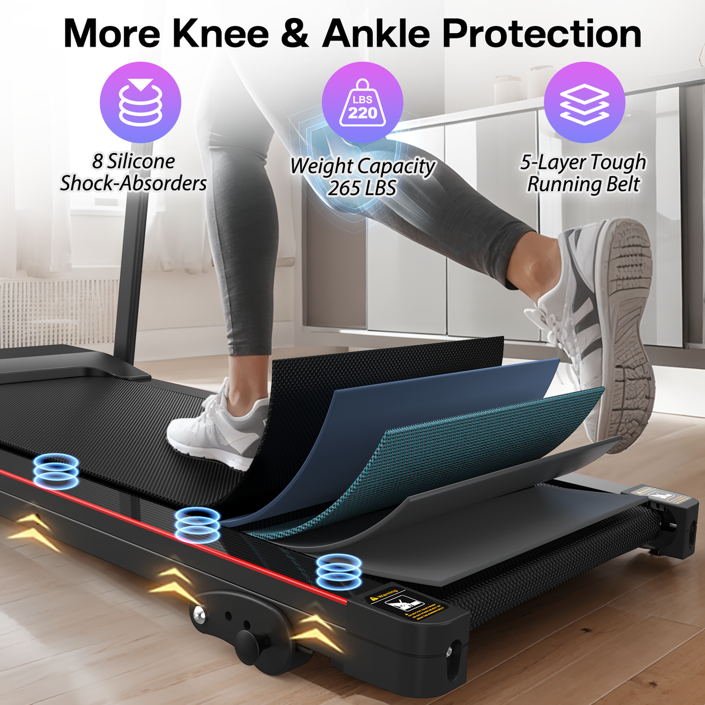 Folding Treadmill with Incline 2.5HP 12KM/H Electric Treadmill for Home Foldable, Bluetooth Music Cup Holder Heart Rate Sensor Walking Running Machine for Indoor Home Gym Exercise Fitness