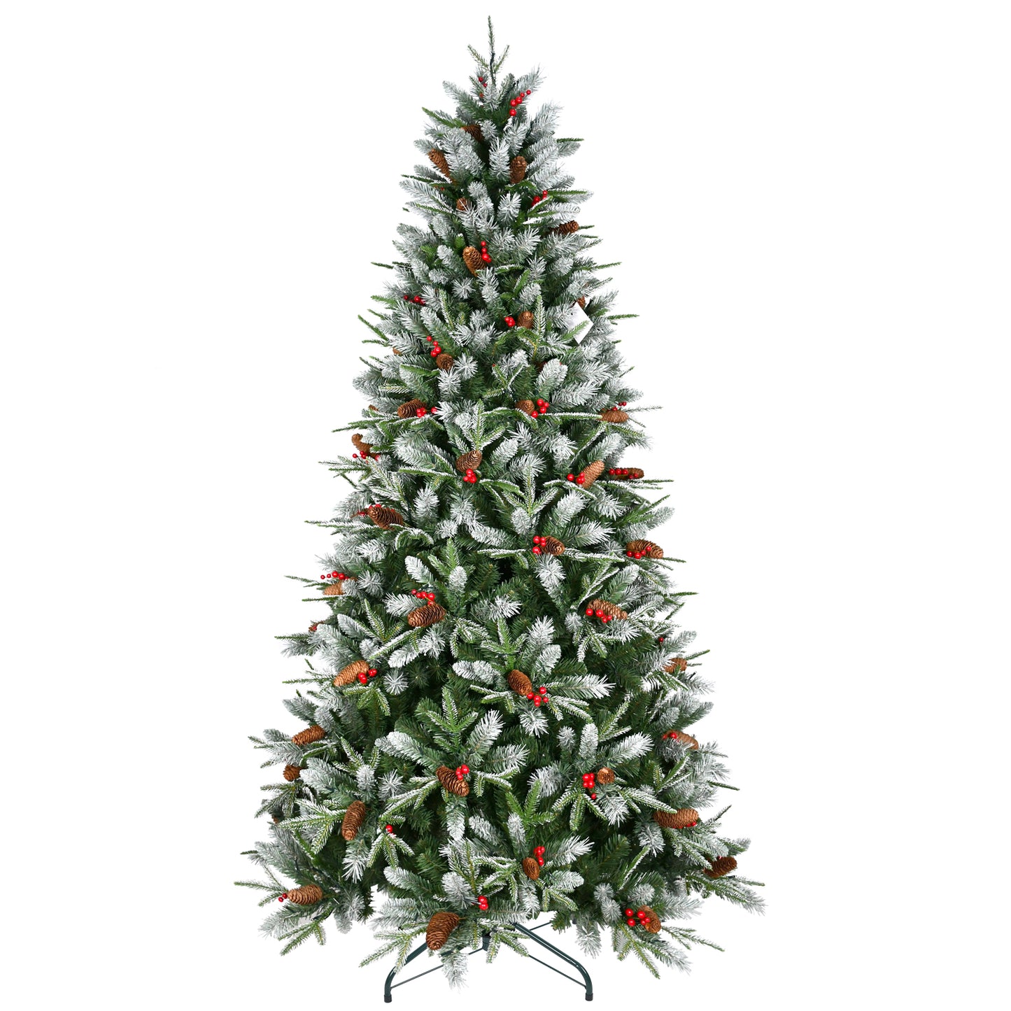 8ft PE/PVC Spray White Christmas Tree with 2850 PE&PVC Mixed Branch Tips, Hinged Premium Fake Xmas Trees, Hinged Branch & Foldable Base, Green