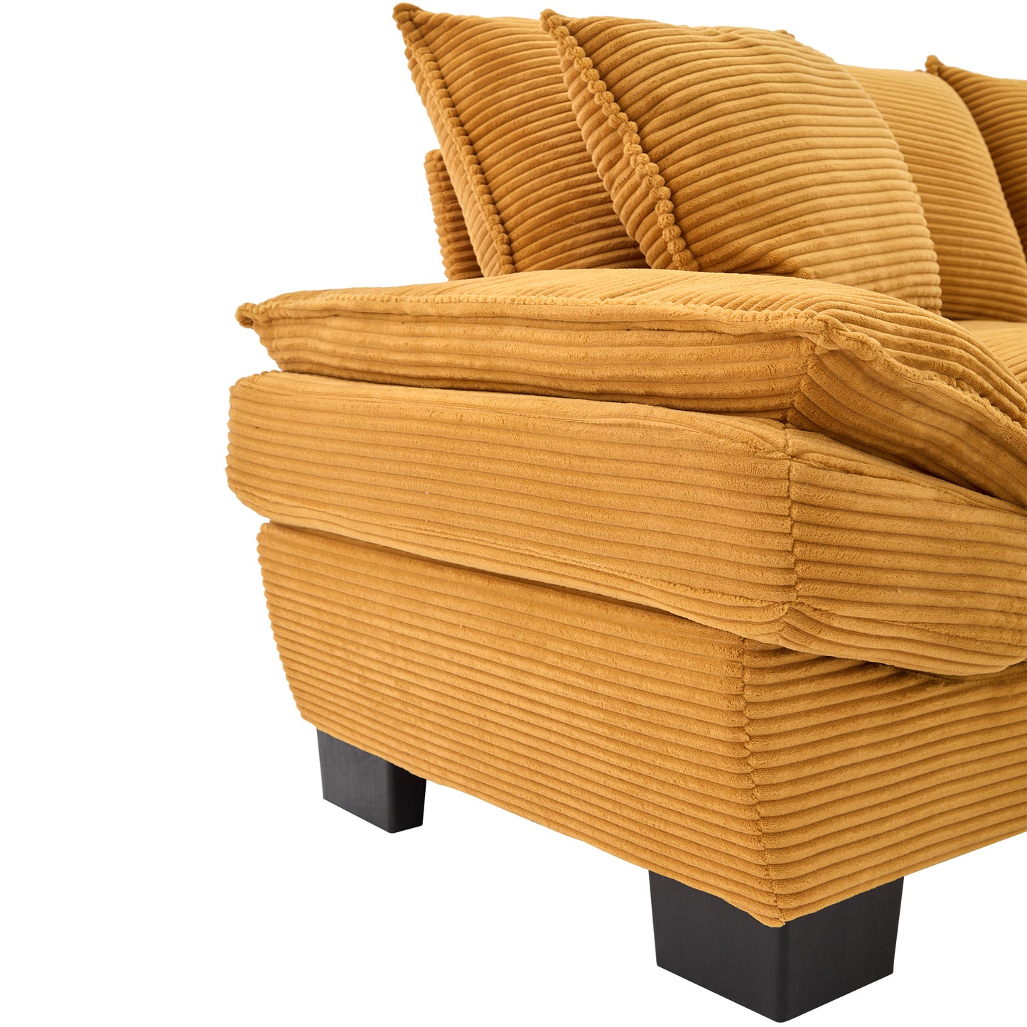 Corduroy Sofa Sleeper Couch Loveseat Sofa with Pillows Comfy Upholstered Deep Seat Sofa for Bedroom,Living Room,Apartment,Office,Dorm-Yellow Corduroy