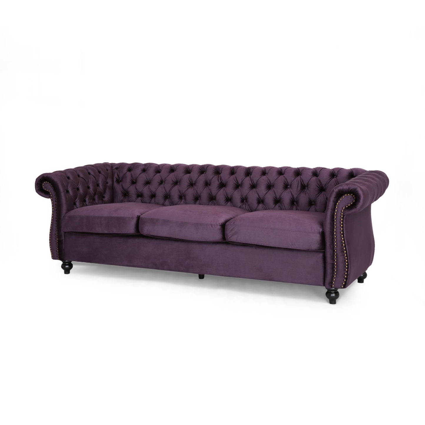 [SantaChoice] Luxurious 3-Seater Purple Velvet Sofa, Featuring a Classic Design with Modern Elegance, Perfect for Adding Sophistication and Style to Any Living Room, Plush Comfort and Durable Craftsmanship