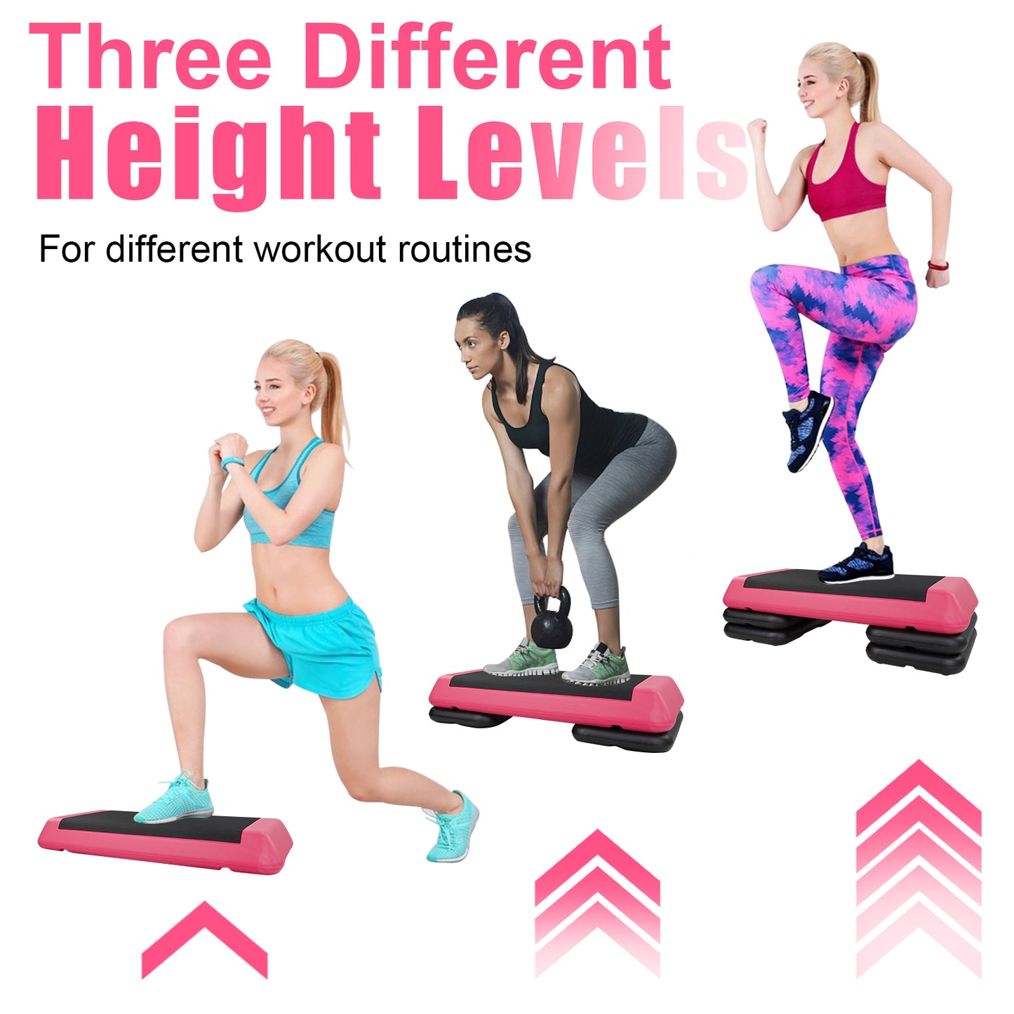 The Red Aerobic Step Platform with 4 Risers Adjustable, Health Club Size Steppers for Exercise with risers for adjustable Home Workout, stair stepper for exercise and home gym