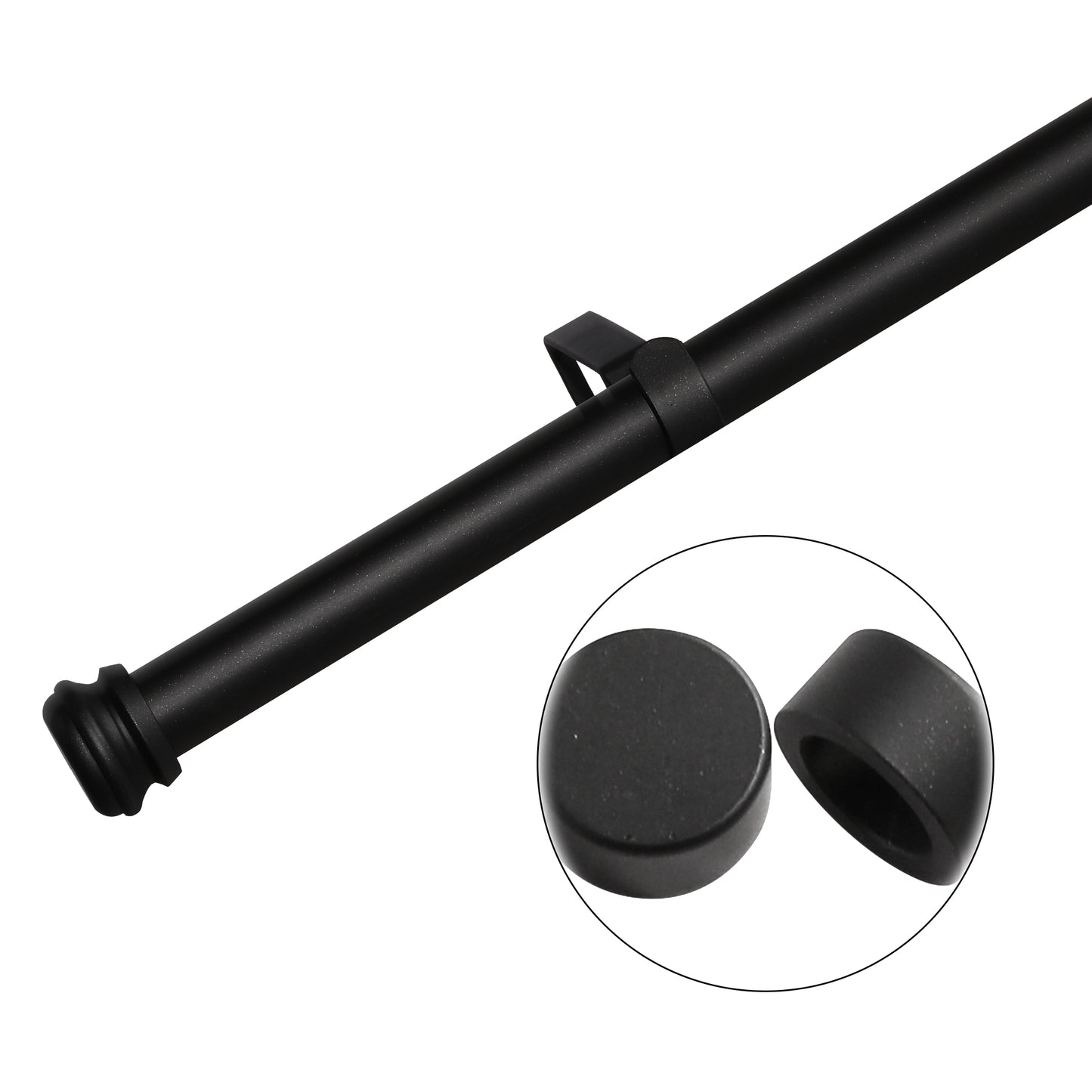 Window Single Curtain Rod- Adjustable sizes: 28'-48', Black