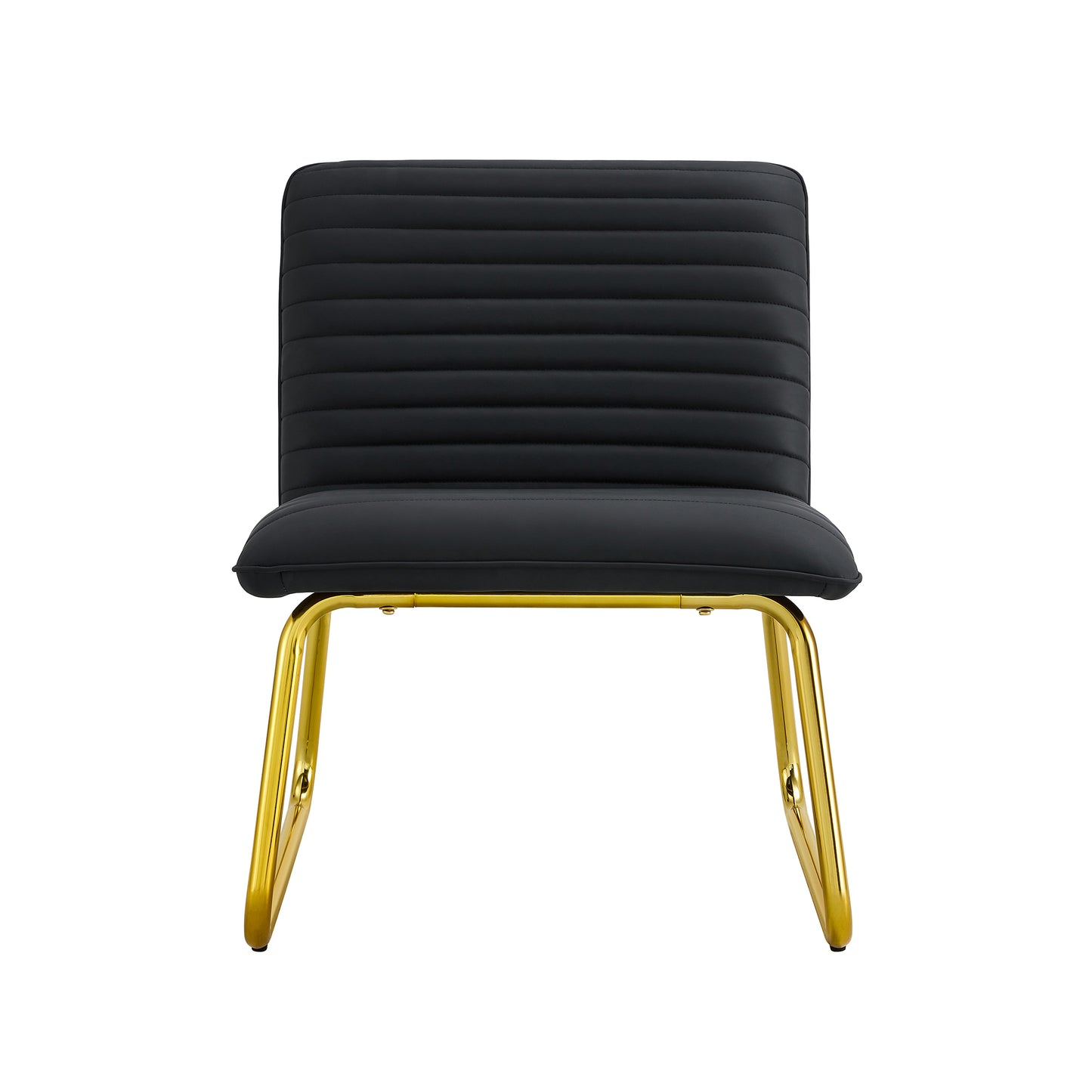 [SantaChoice] Black minimalist armless sofa chair with PU backrest and golden metal legs, suitable for offices, restaurants, kitchens, and bedrooms