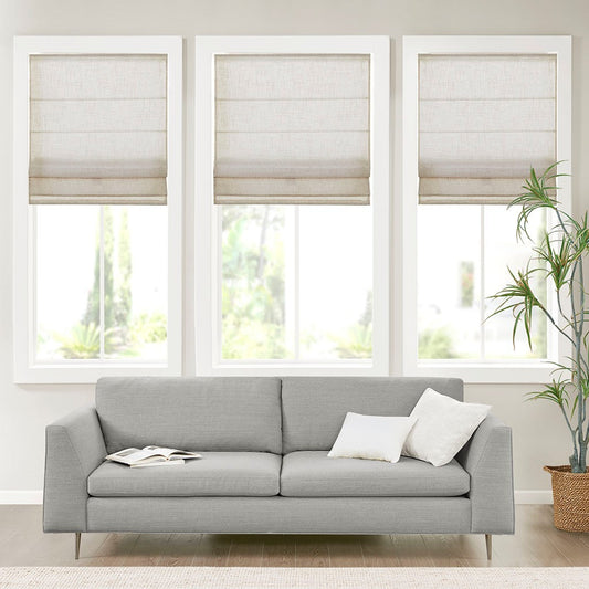 Linen Blend Light Filtering Cordless Roman Shade Natural 31x64'