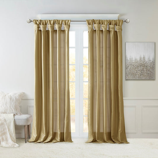 Twist Tab Lined Window Curtain Panel Bronze 50x84'