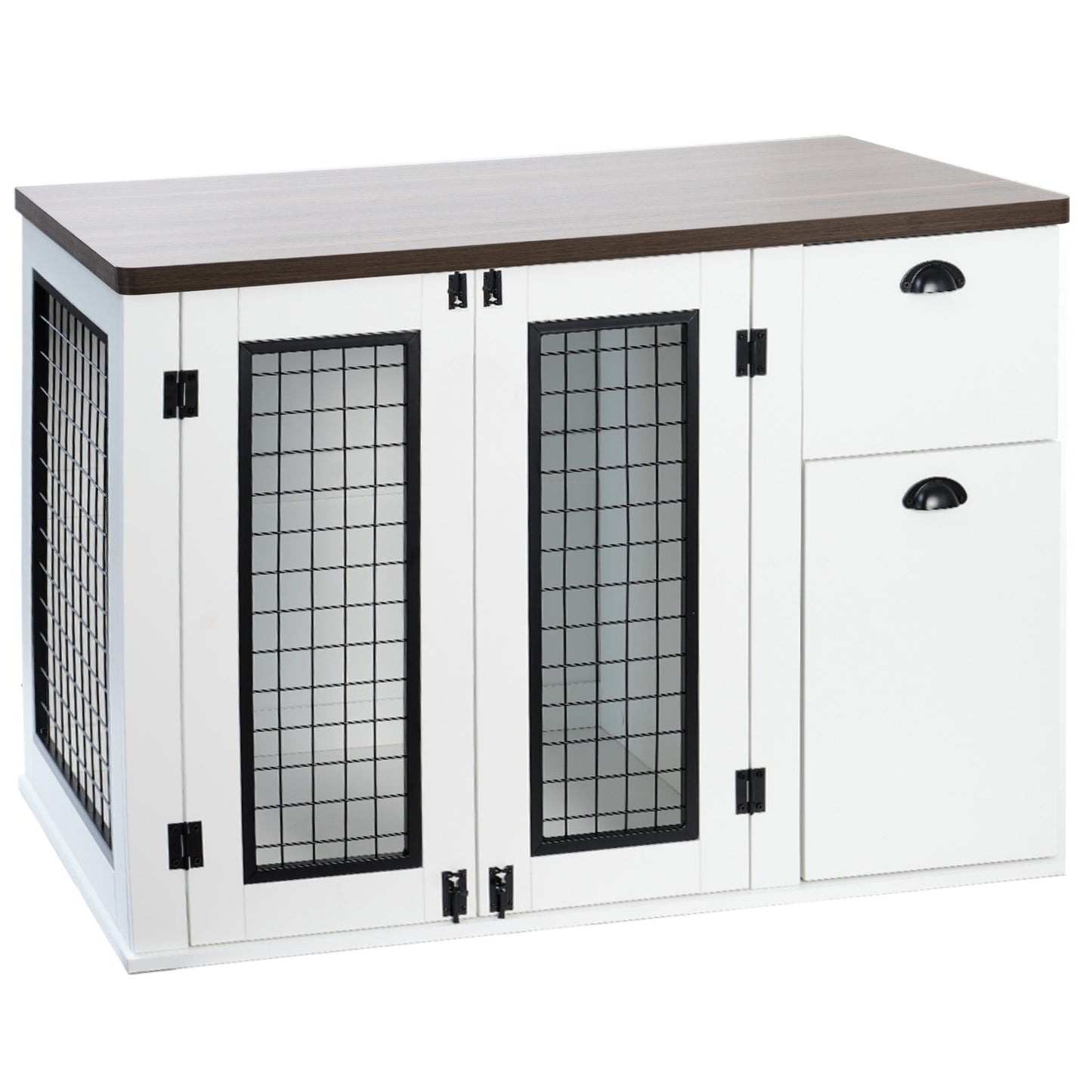 Furniture style dog cage, wooden dog cage, double door dog cage, side cabinet dog cage, Dog crate