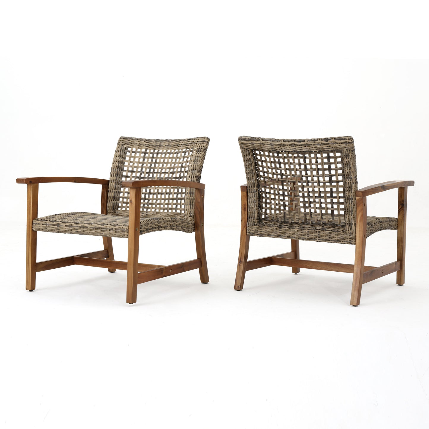 HAMPTON WOOD + WICKER CLUB CHAIR ( set of 2)