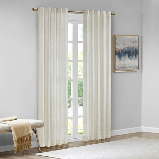 Room Darkening Metallic Printed Poly Velvet Rod Pocket/Back Tab Window Panel Pair White/Gold 37x84'