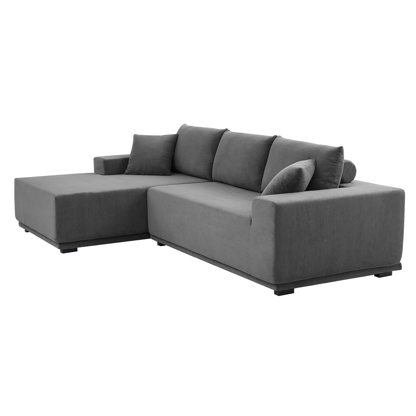 [SantaChoice] Sectional Couch Covers 2 pcs L Shape Sectional Sofa corduroy Couches for Living Room, Bedroom, Salon, 2 PC Free CombinationIncluding bottom frame . Grey