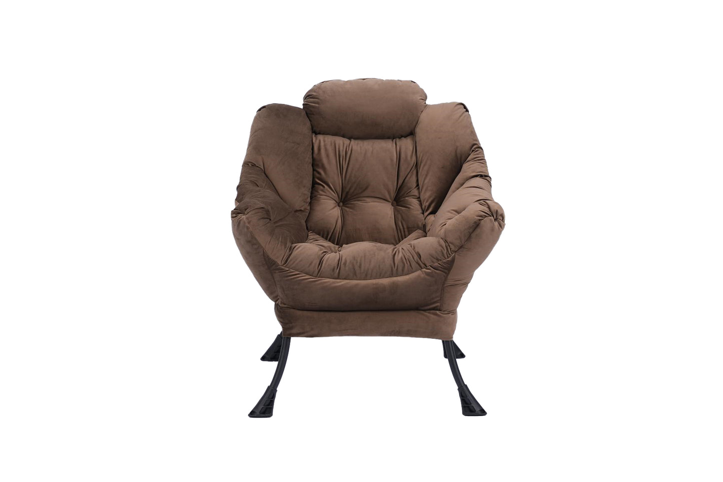 [SantaChoice] Living Room Chairs Modern Cotton Fabric Lazy Chair, Accent Contemporary Lounge Chair, Single Steel Frame Leisure Sofa Chair with Armrests and A Side Pocket (Brown ),with ottoman ,with footrest