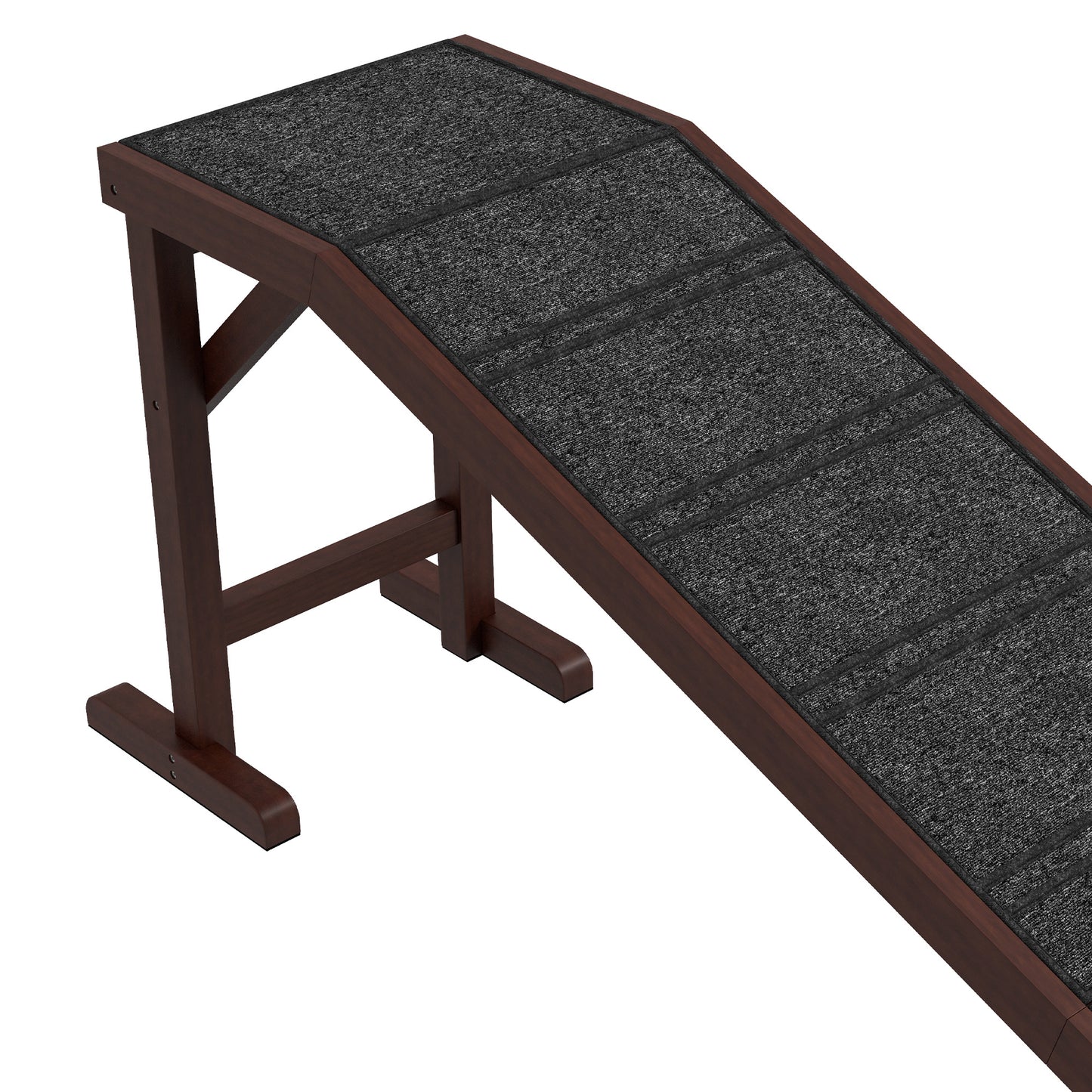 PawHut Dog Ramp for Bed, Pet Ramp for Dogs with Non-Slip Carpet and Top Platform, 74" x 16" x 25", Brown